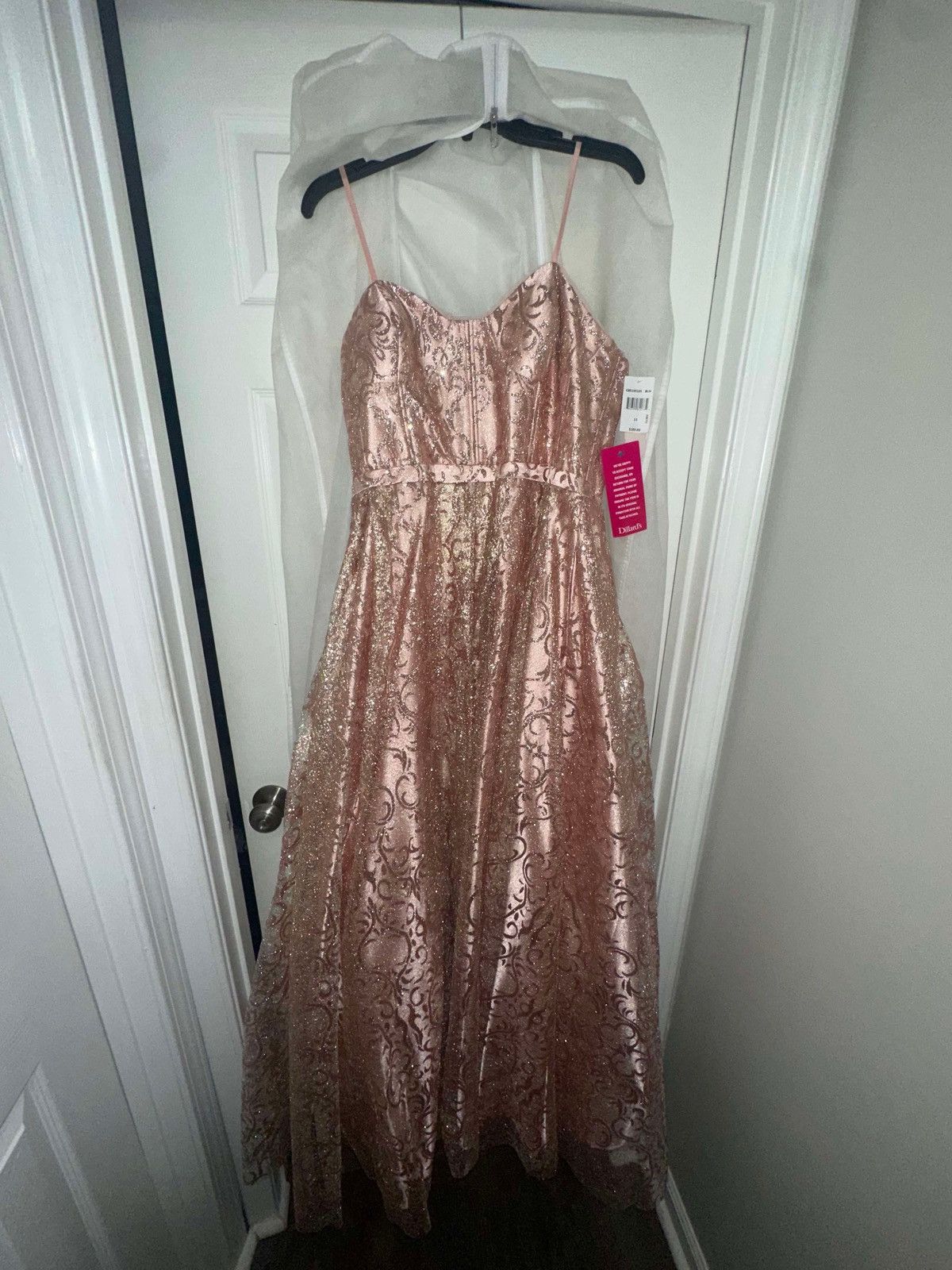 Dillard's Glittery Rose Gold Prom Dress Size XL / US 12-14 / IT 48-50 - 3 Thumbnail