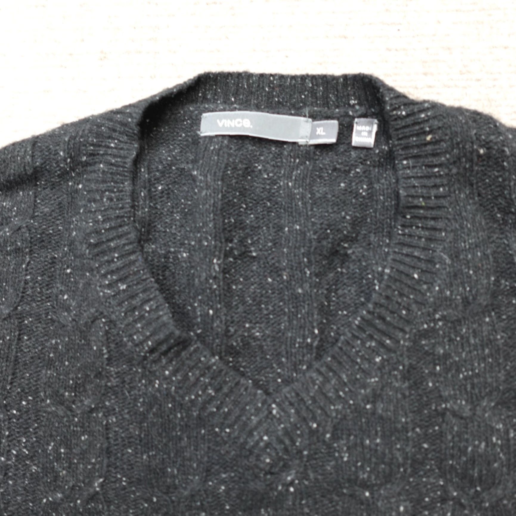 Vince Vince Mens Sweater XL Gray Striped Knit Wool Silk Blend Crew Neck Pullover Long Sleeve Casual Winter Fall Spring Size US XL / EU 56 / 4 - 2 Thumbnail