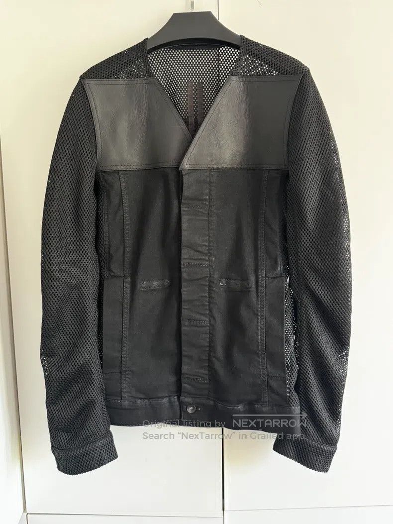 Rick Owens Rick Owens Leather cut-out denim cropped jacket Size US XS / EU 42 / 0 - 1 Thumbnail