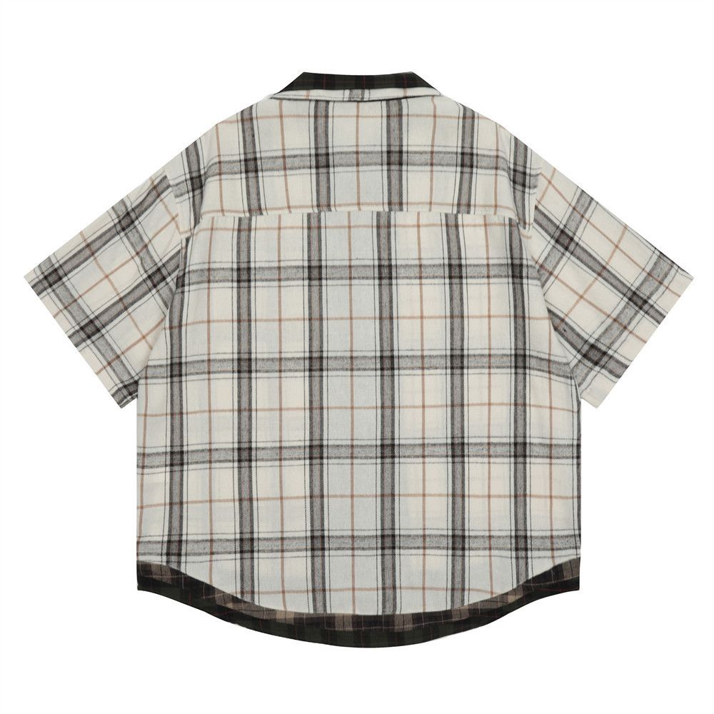Japanese Brand × Vintage Men's trendy fake two-piece lapel plaid shirt Size US M / EU 48-50 / 2 - 2 Thumbnail