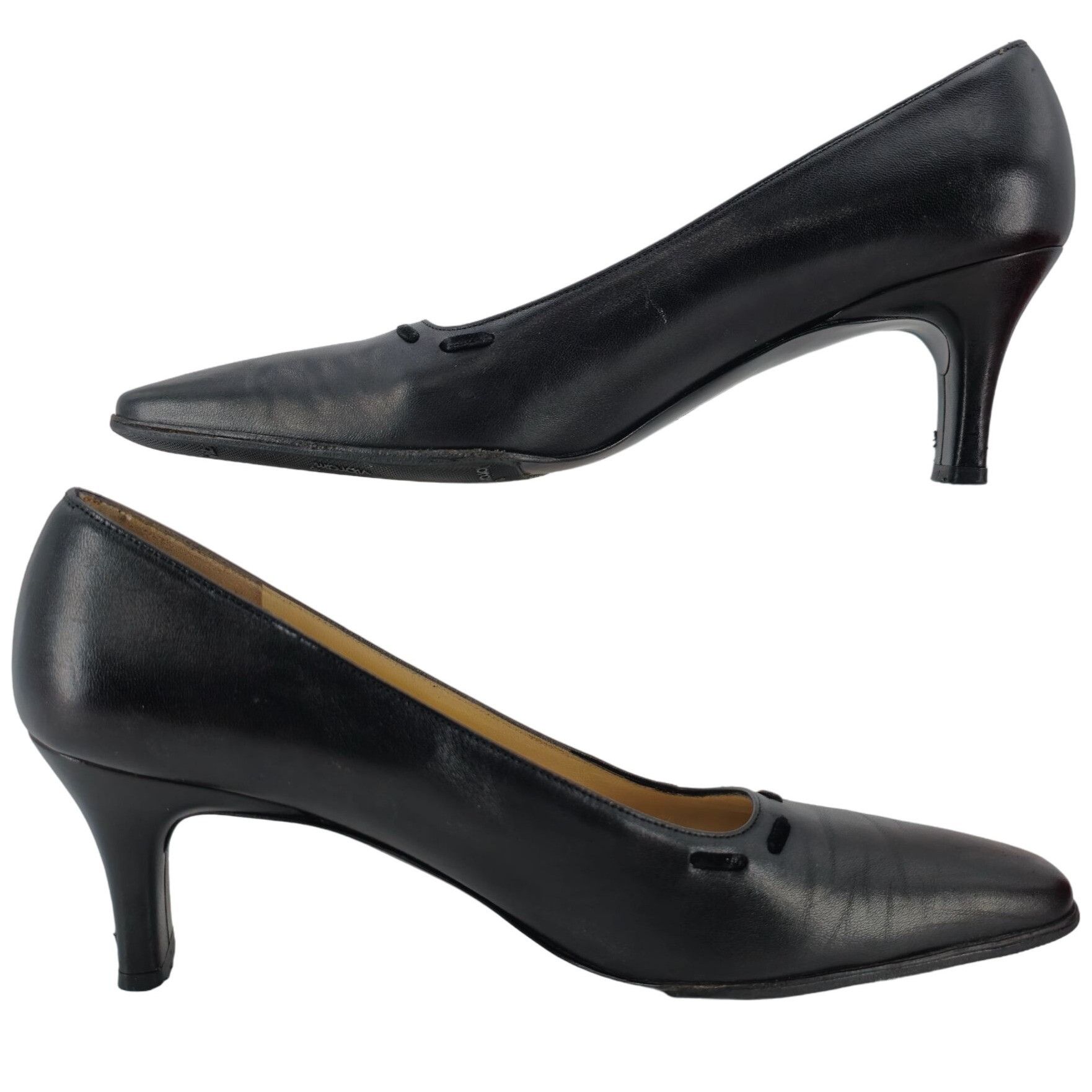 Salvatore Ferragamo Vintage Salvatore Ferragamo Classic Black Leather Dress Heel Size US 8.5 / IT 38.5 - 8 Thumbnail