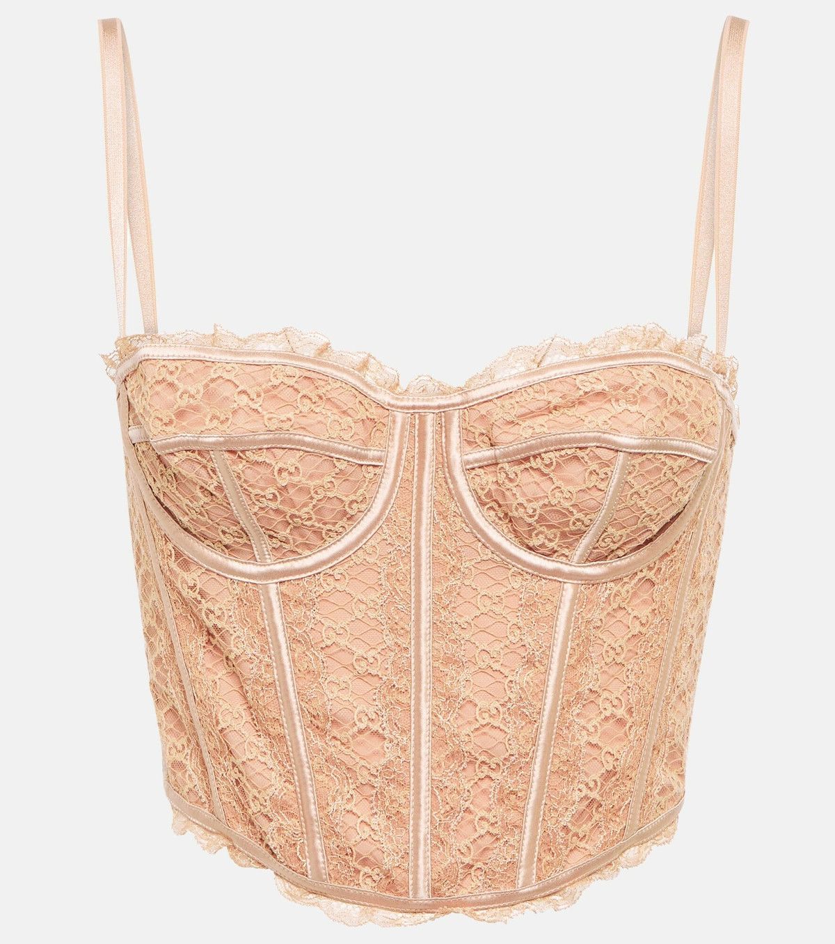 Gucci oc11z0126 GG Net Corset Top In Beige Size M / US 6-8 / IT 42-44 - 1 Thumbnail