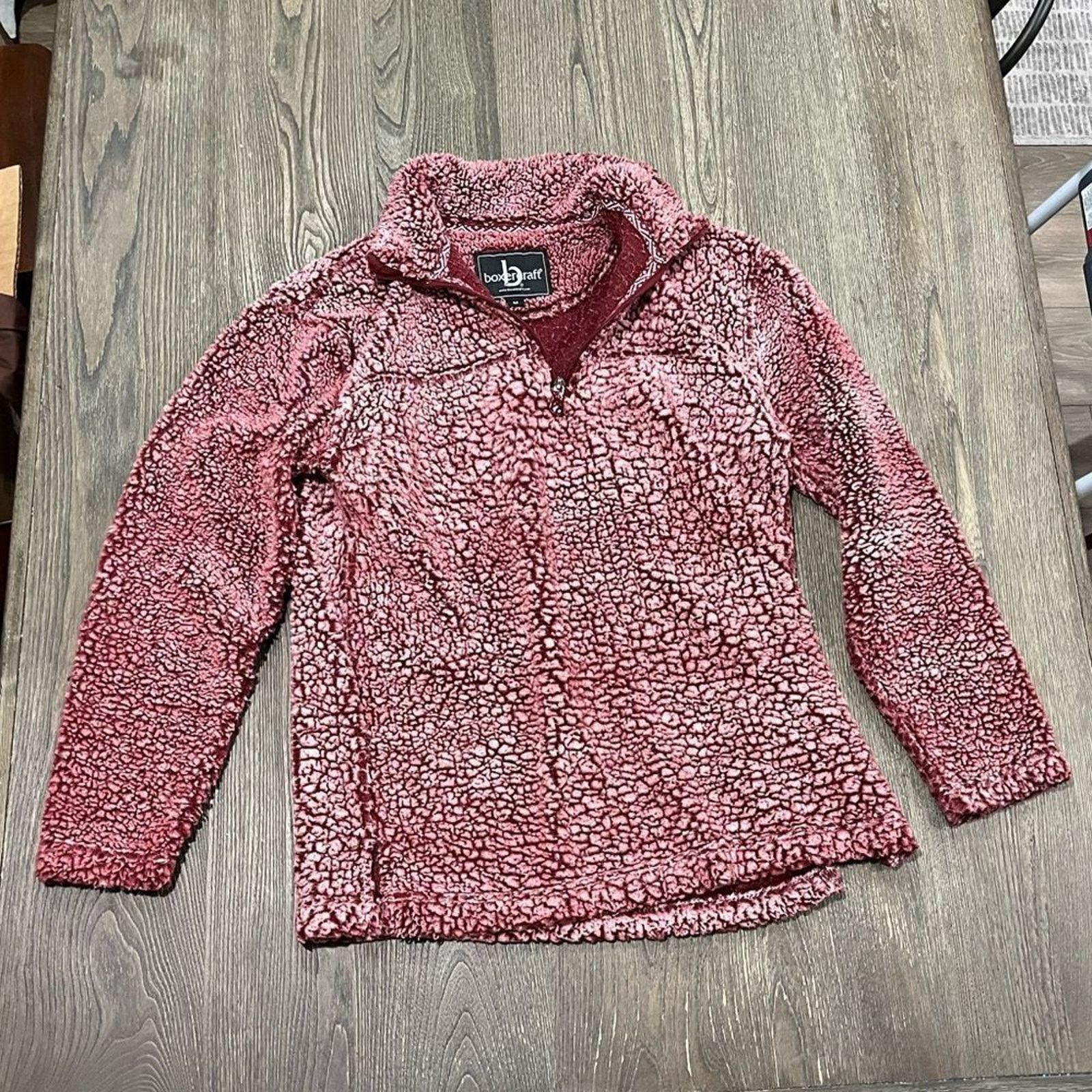 Vintage Boxercraft Jacket Sherpa Quarter Zip Fleece Pullover Red M Size M / US 6-8 / IT 42-44 - 1 Thumbnail