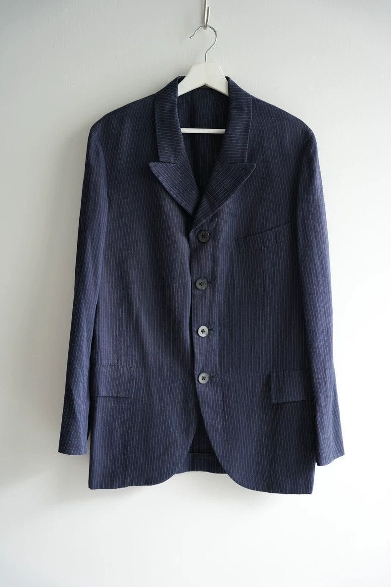 Yohji Yamamoto Yohji Yamamoto Yohji Yamamoto Striped Linen Suit Jacket Size US M / EU 48-50 / 2 - 1 Thumbnail