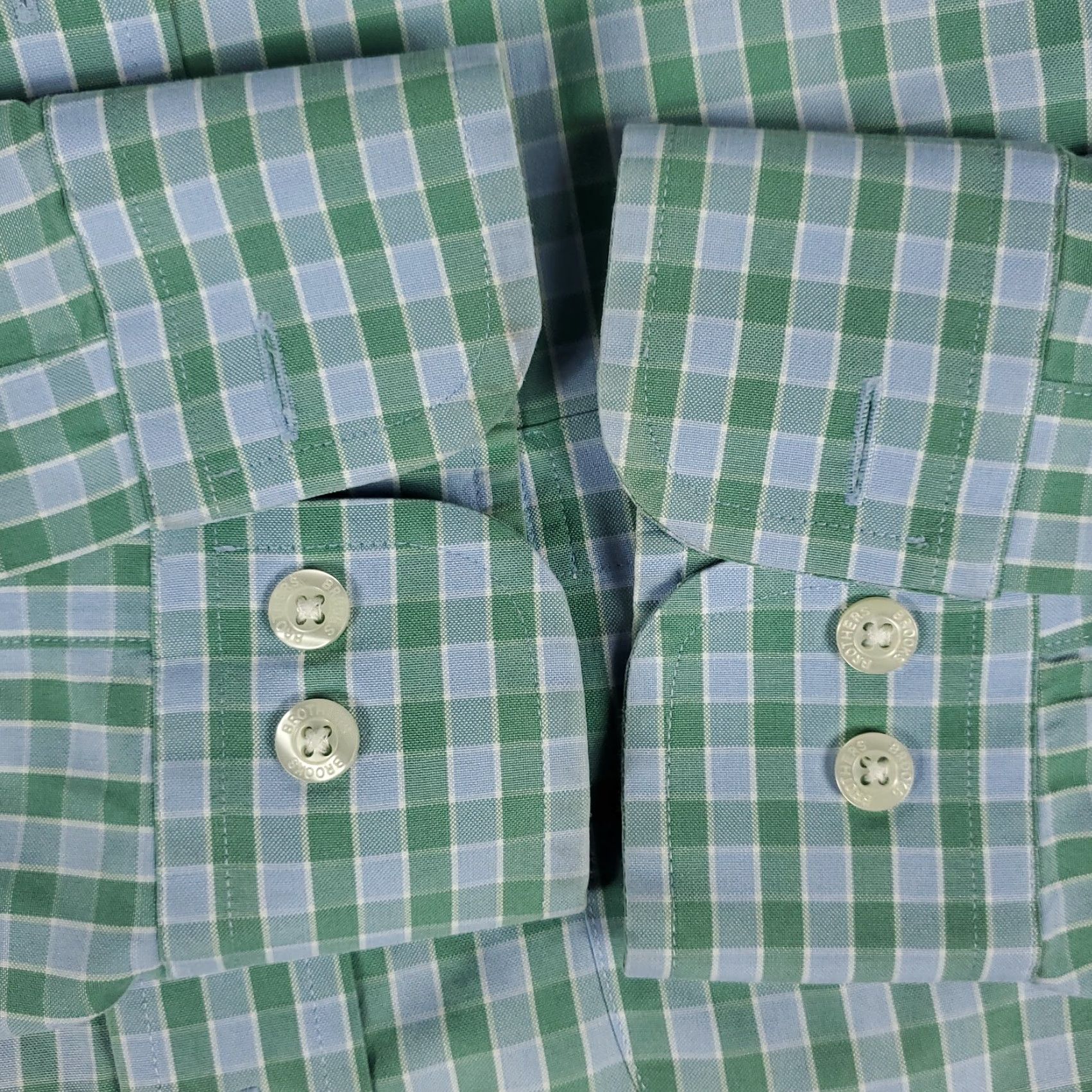 Brooks Brothers Brooks Brothers Button-Up Shirt Mens Large Green Blue Check Long Sleeve Classic Preppy Size US L / EU 52-54 / 3 - 3 Thumbnail