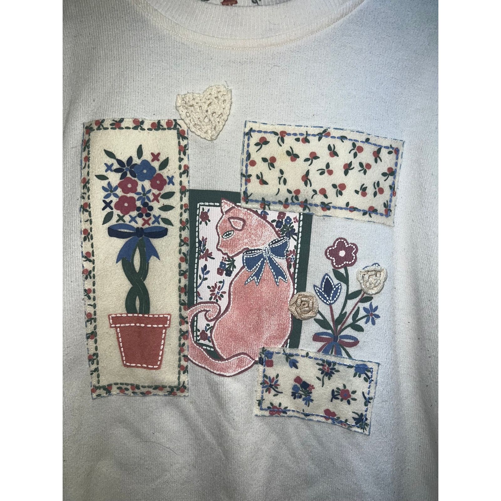 Vintage Womens Vintage Cat Sweatshirt Crewneck Teddi Pink Art VTG M Size M / US 6-8 / IT 42-44 - 2 Thumbnail