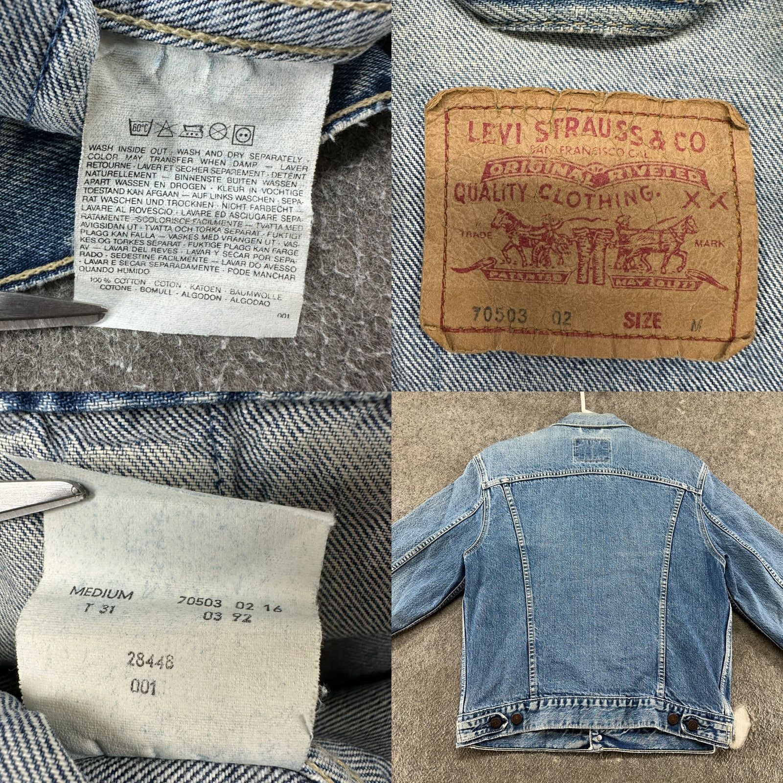 Levi's VINTAGE Levi's Trucker Jacket Mens M Blue Denim Truckers Cotton USA 80s 90s Biker Regular Size US 31 - 9 Thumbnail