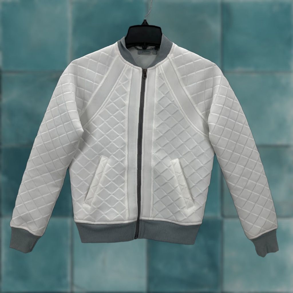 Athleta VINTAGE Athleta Quilted Bomber Jacket Women's XXS White Stretch Full Zip Athleisure Gym Size XXS / US 00 / IT 34 - 1 Thumbnail