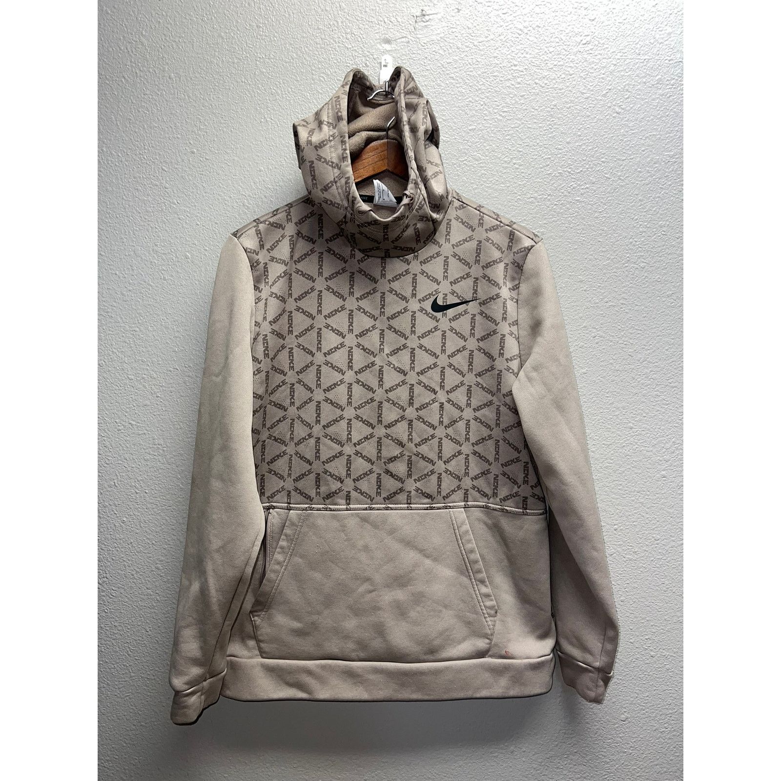 Vintage Nike Therma AOP Hoodie All Over Print Training Beige Brown Size US M / EU 48-50 / 2 - 1 Thumbnail