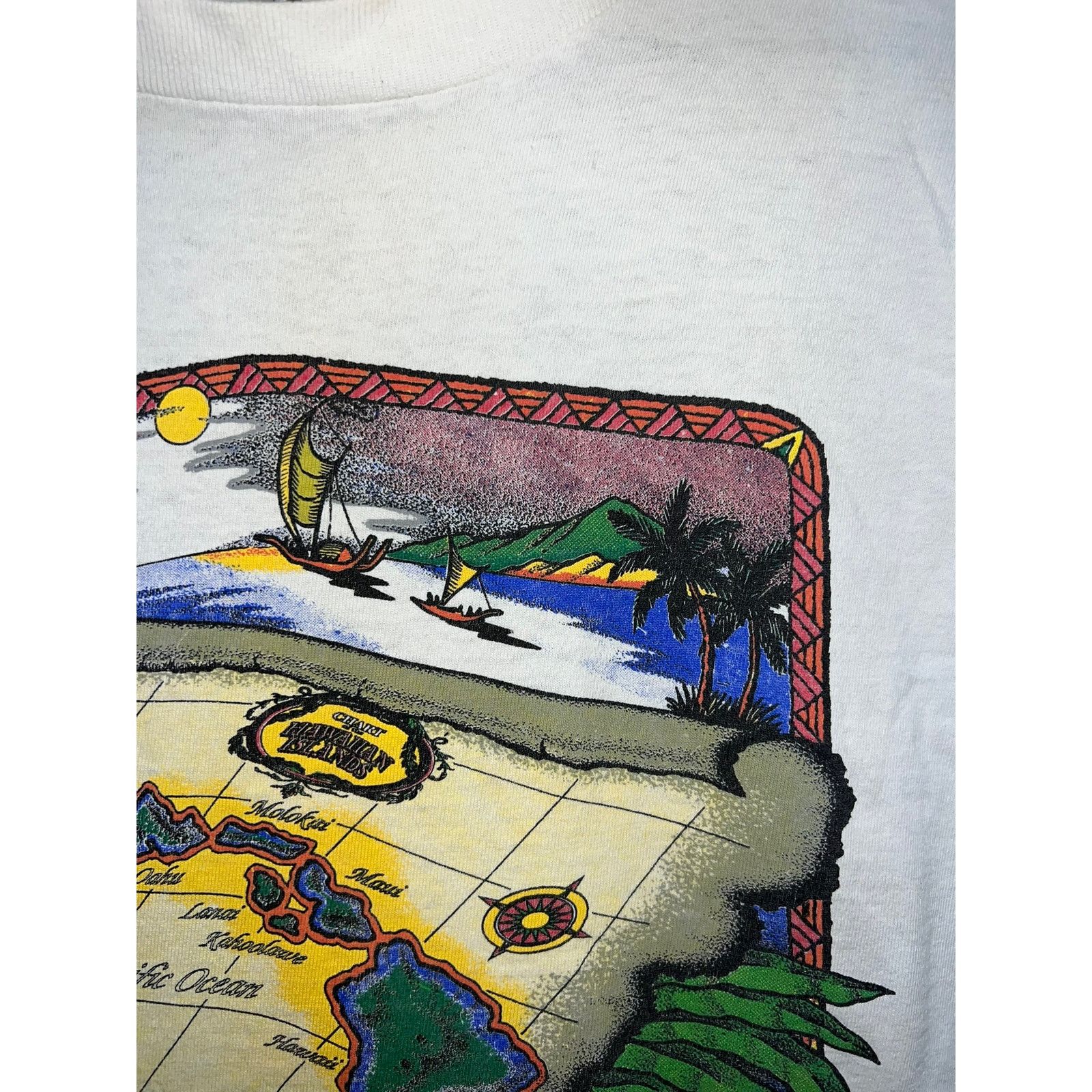 Vintage Vintage Hawaii Ancient Hawaiian Mariner Map White XL Shirt Size US XL / EU 56 / 4 - 5 Thumbnail