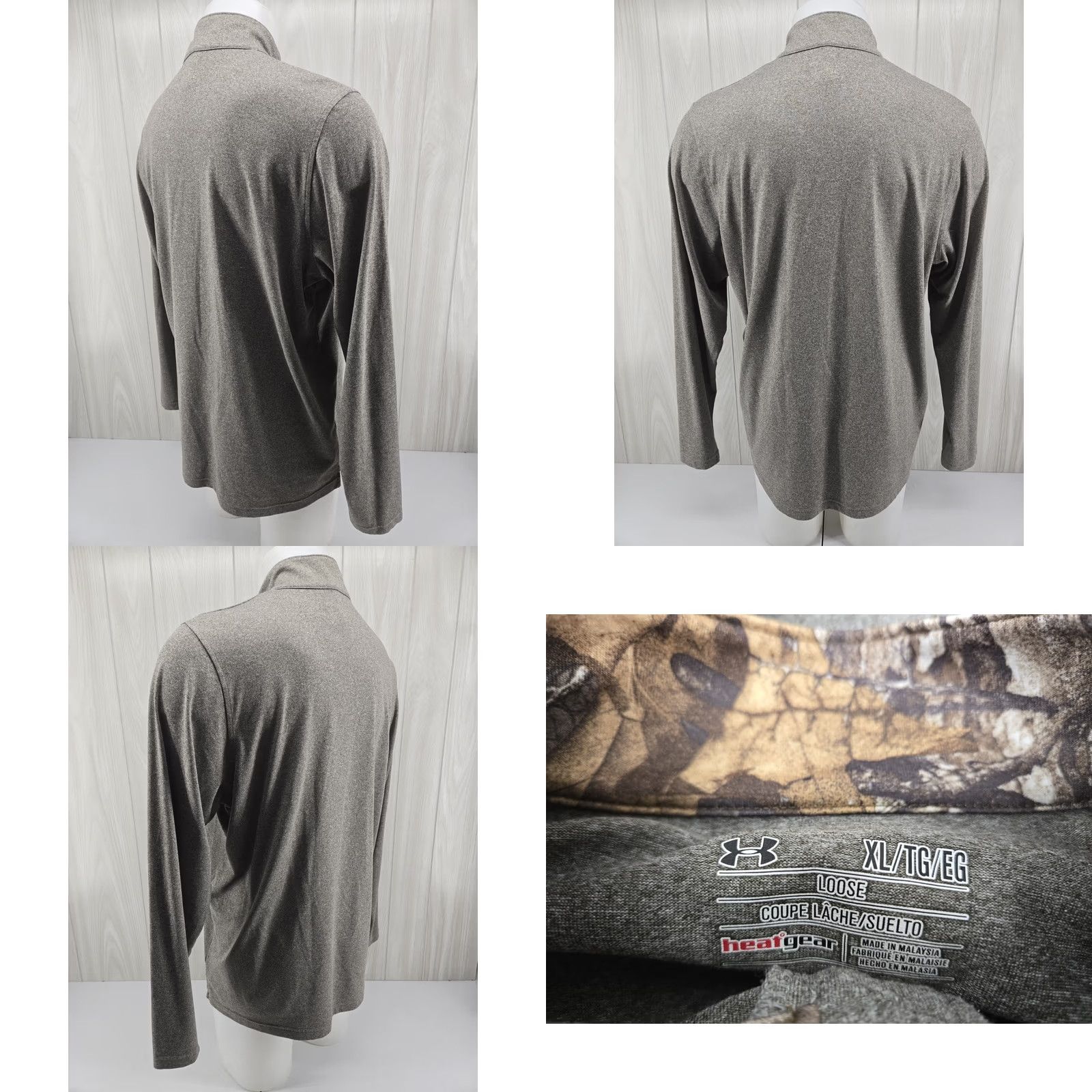 Under Armour Under Armour Mens XL Gray Camo HeatGear Loose Long Sleeve Logo 1/4 Zip Shirt Size US XL / EU 56 / 4 - 8 Thumbnail