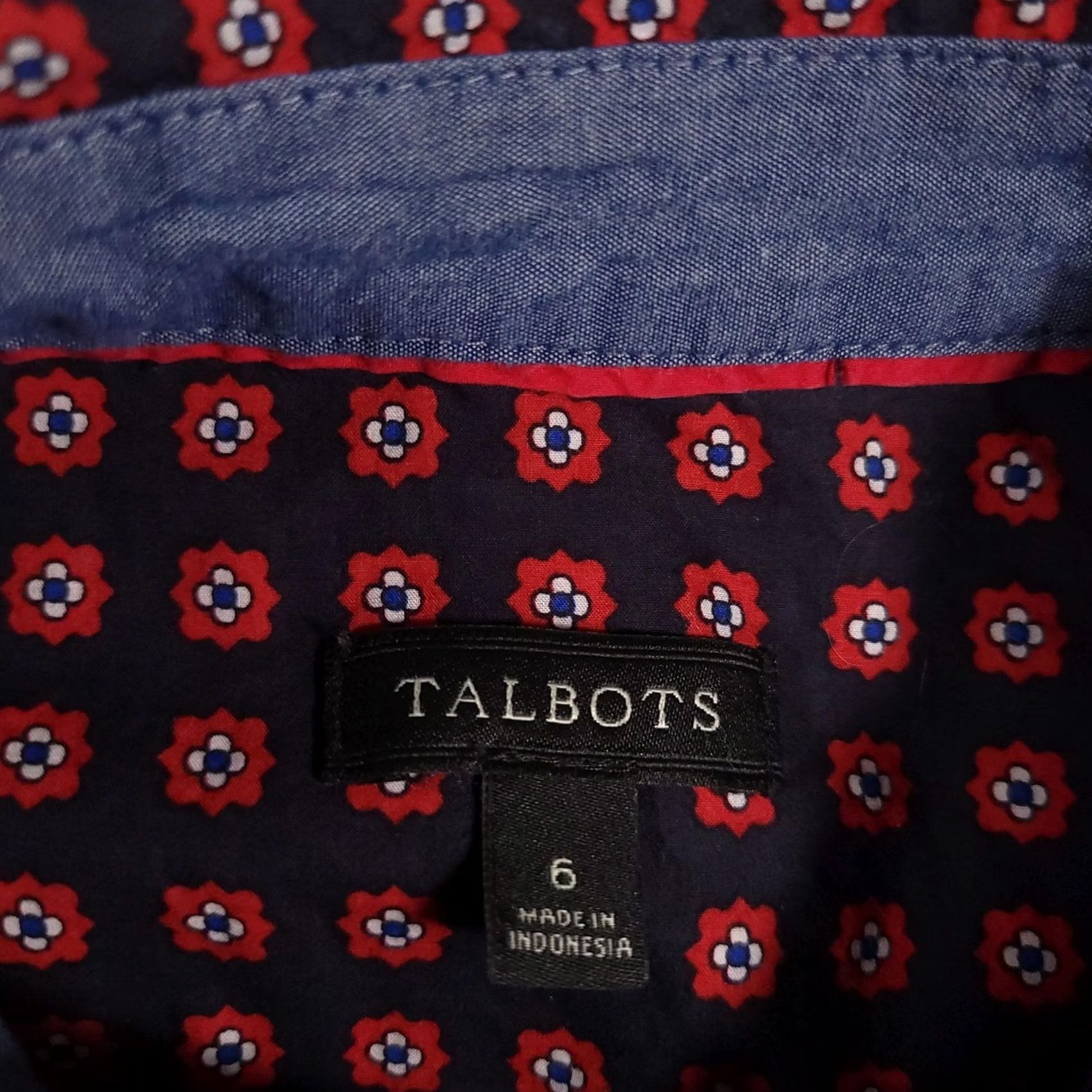 Talbots Talbots Shirt Womens 6 Navy Floral Button-Up Long Sleeve Pearl Snap Western Embroidered Bow Size M / US 6-8 / IT 42-44 - 5 Thumbnail