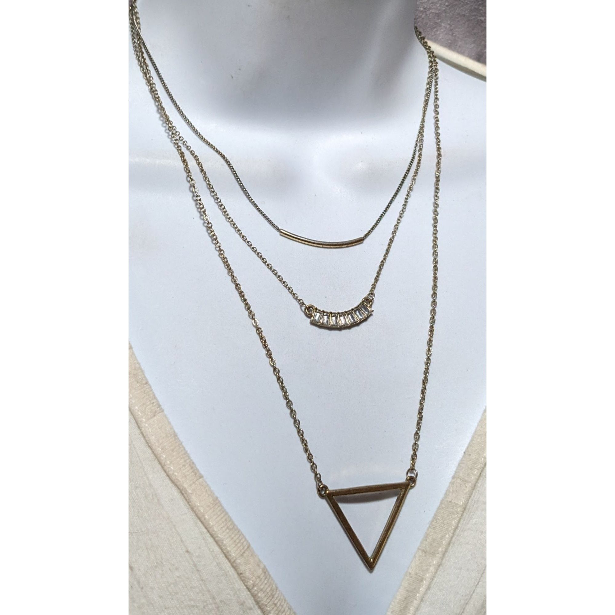 Other Y2K Multilayer Gold Geometric Gemmed Necklace Size ONE SIZE - 6 Thumbnail