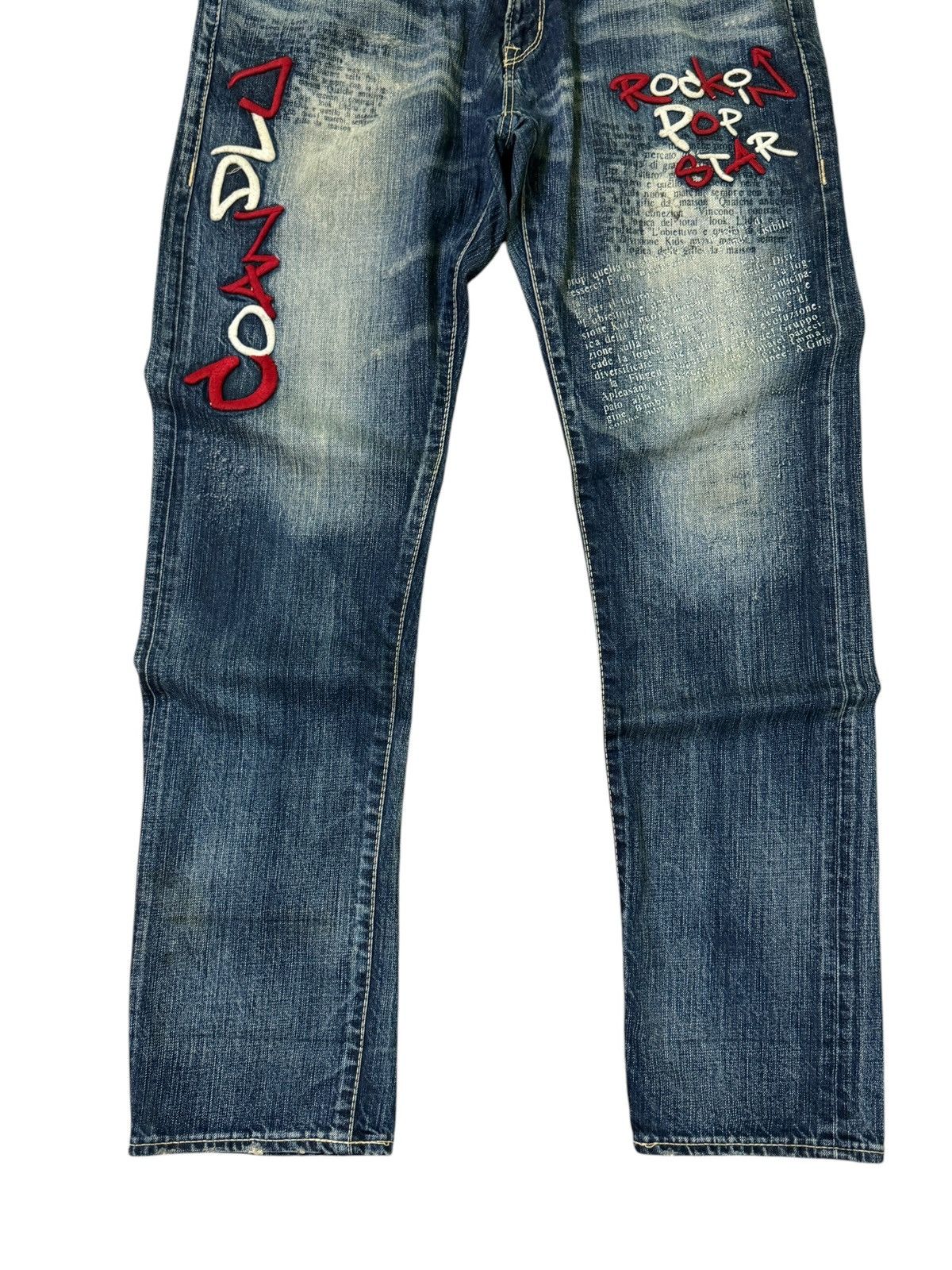 Hysteric Glamour Japanese Co & Lu Embroidered Acid Wash Poem Denim Jeans Size US 32 / EU 48 - 6 Thumbnail
