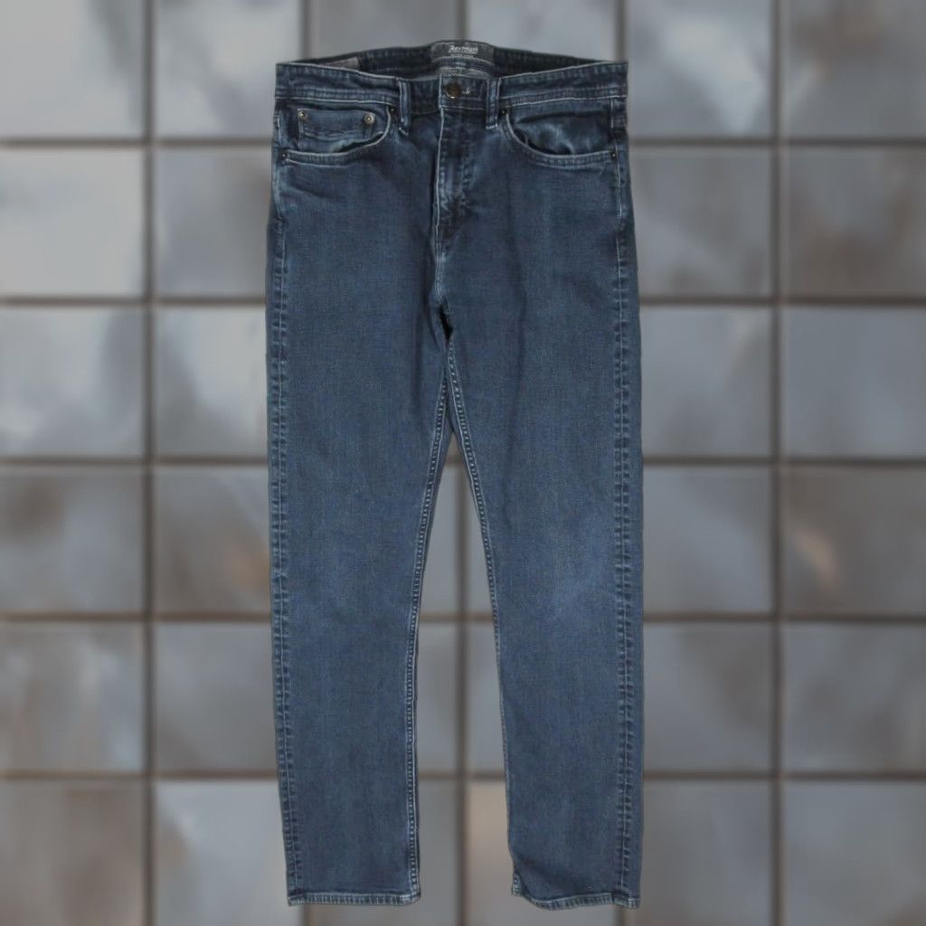 Denime Revtown Jeans Mens 32 Blue Sharp Straight Mid Rise Zip Fly 32x32 Denim Dark Classic City Modern 90s Mens Jeans Size US 32 / EU 48 - 1 Thumbnail