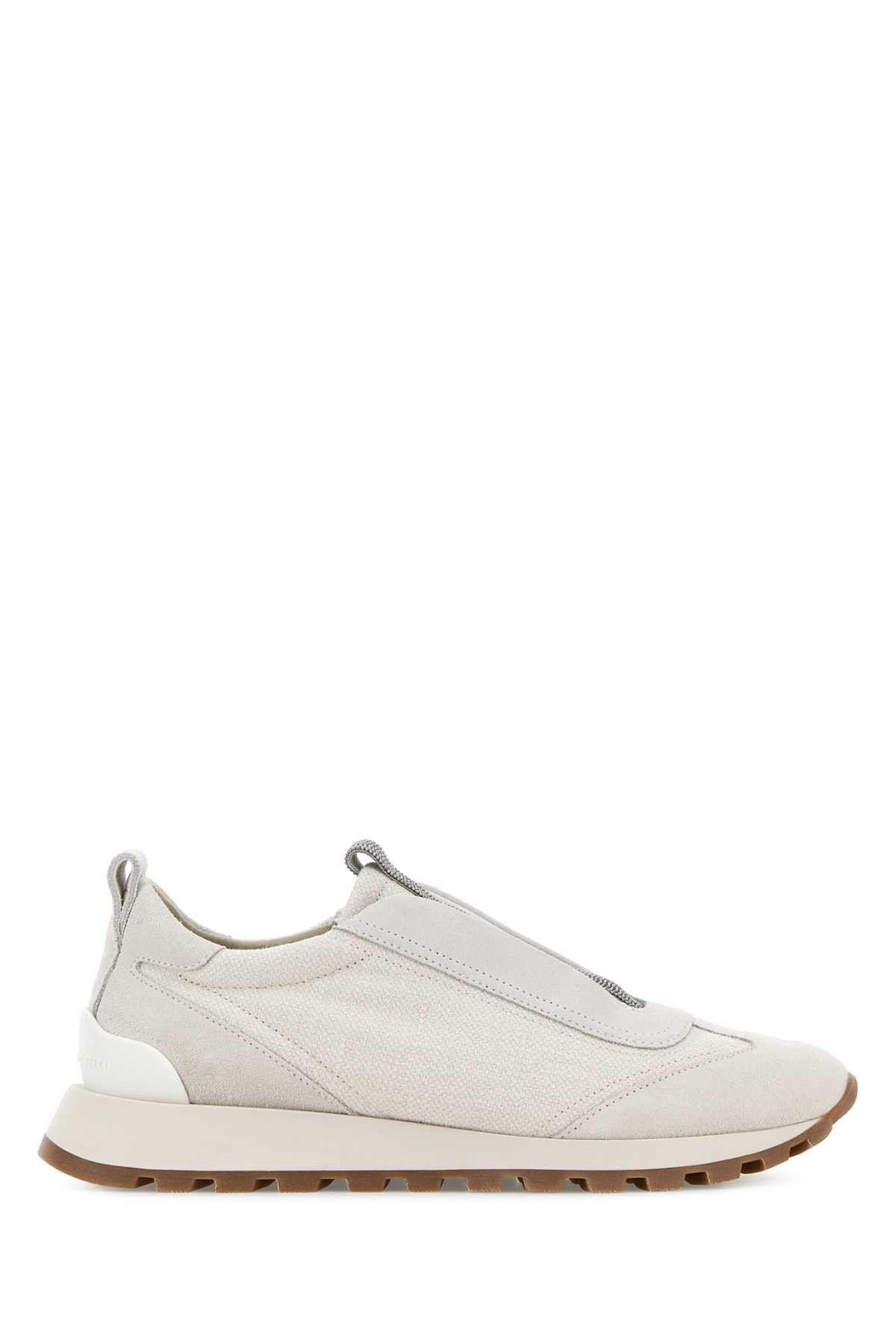 Brunello Cucinelli Light Grey Fabric Slip Ons Size US 11 / IT 41 - 1 Thumbnail