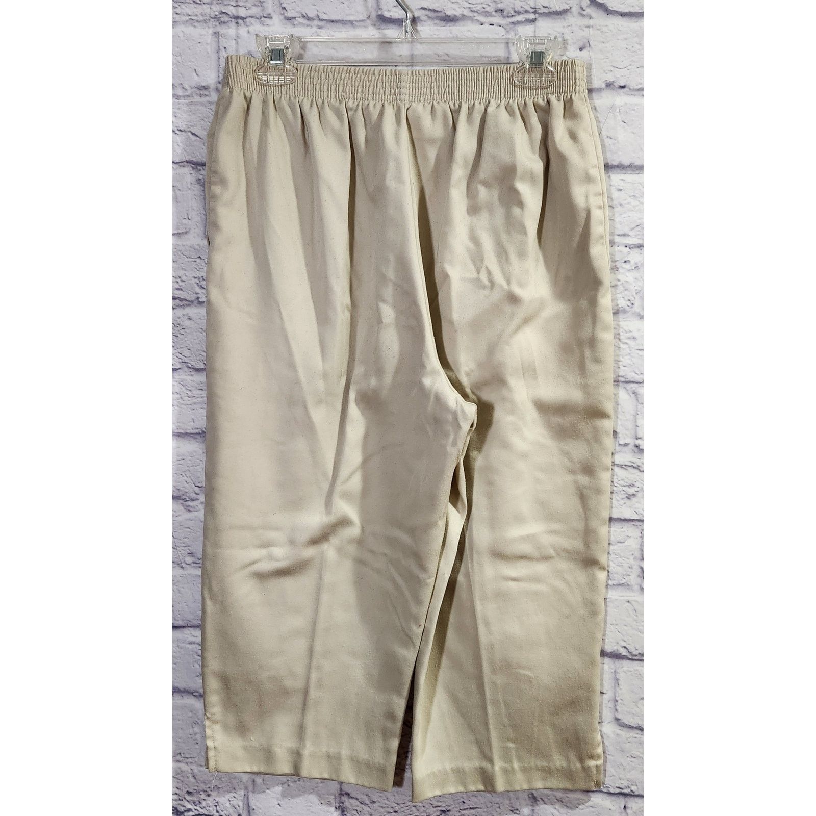 Other Bend Over Tan Beige Pull On Elastic Waist Cropped Pant Large Size 34" / US 12 / IT 48 - 3 Thumbnail