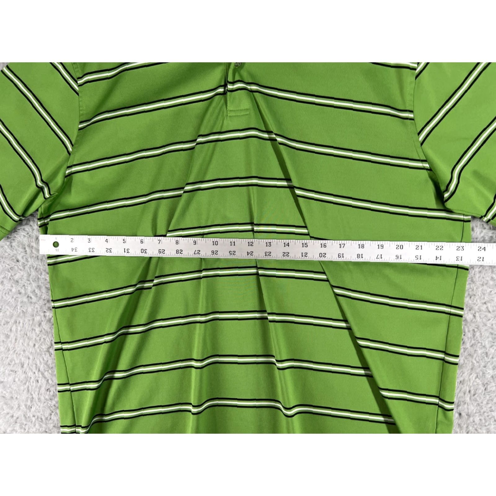 Izod IZOD Polo Shirt Mens XL Green White Stripe Polo Shirt Golf Workwear 100% Polyester Size US XL / EU 56 / 4 - 7 Thumbnail
