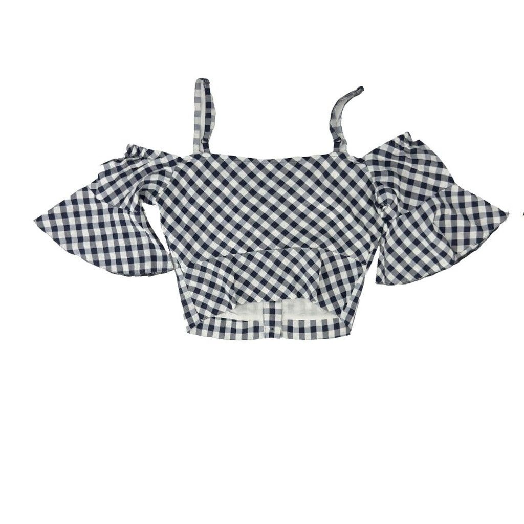 Maje MAJE Lapri Gingham Cropped Off Shoulder Checkered Top 1 / S Size XS / US 0-2 / IT 36-38 - 6 Thumbnail