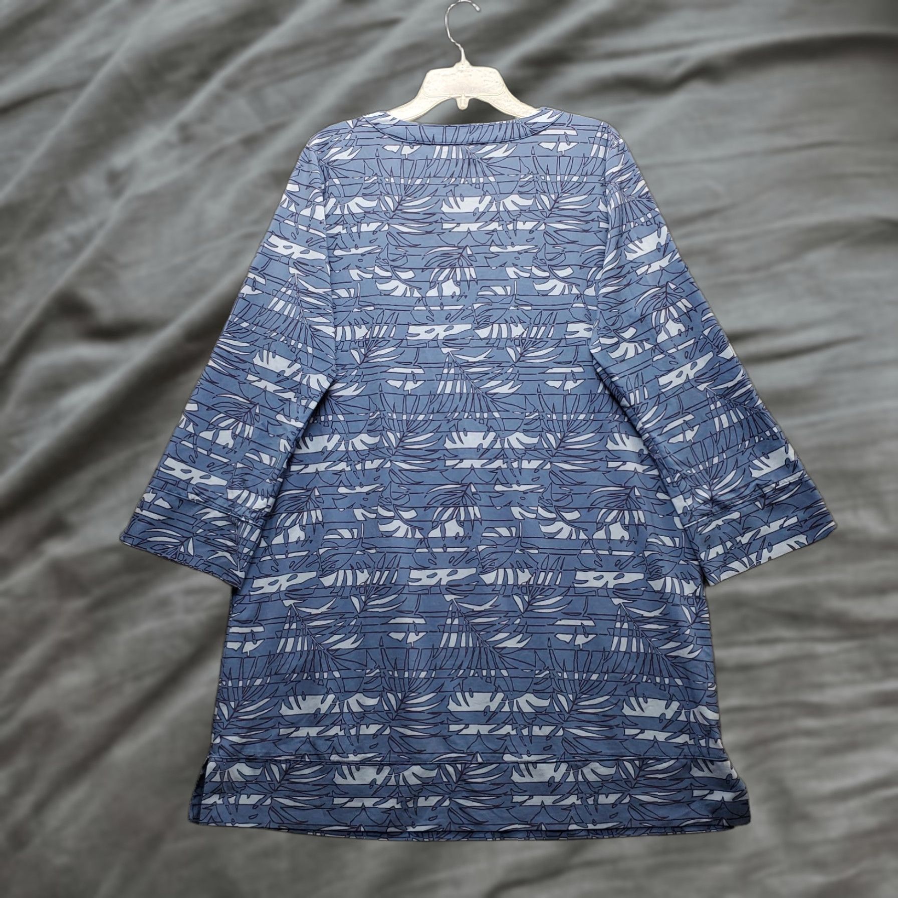 Vintage L.L. Bean Tunic Dress Womens L Multi Tropical Leaf V-Neck Side Slit Dress Size L / US 10 / IT 46 - 1 Thumbnail