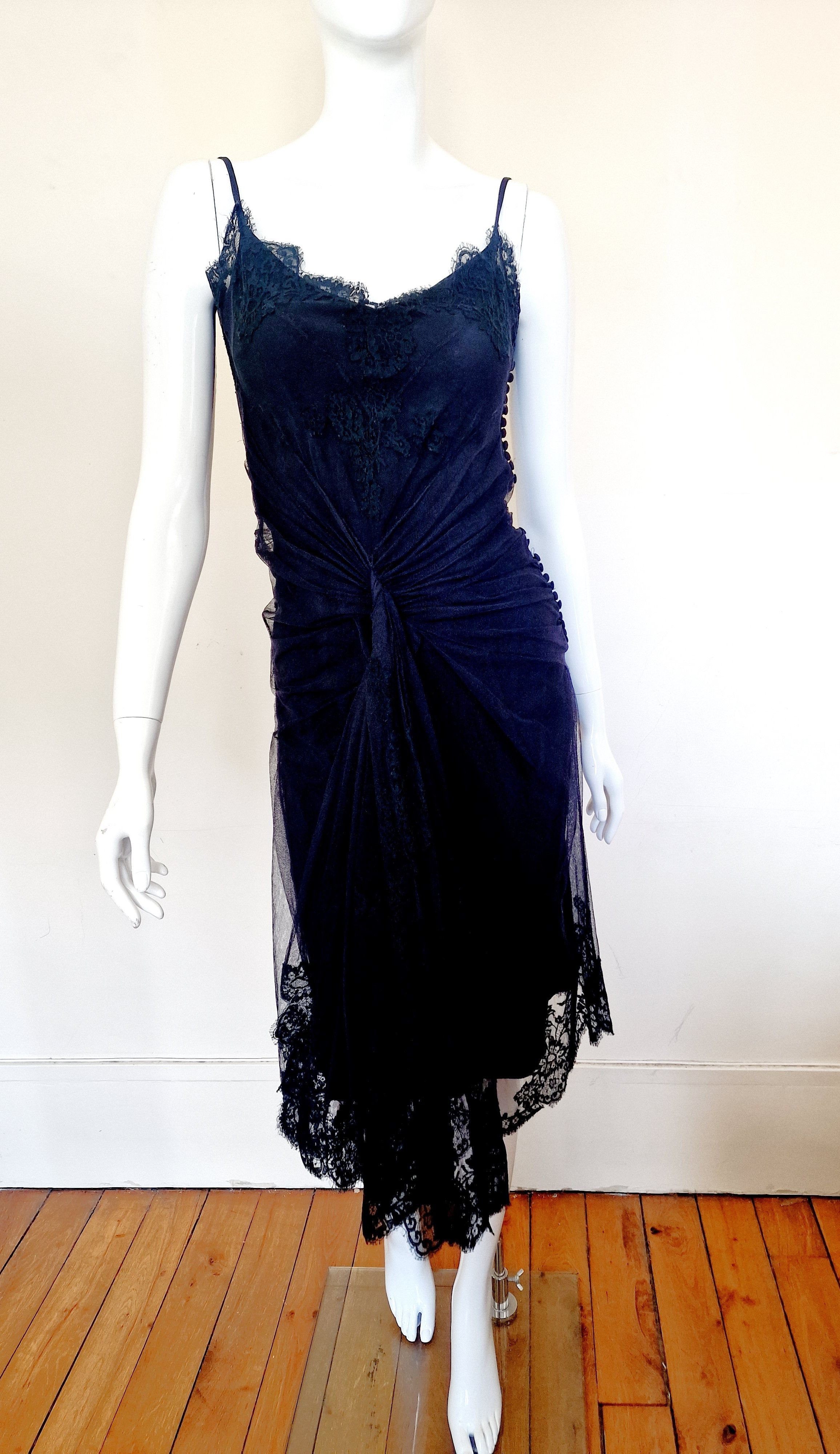 Dior Christian Dior S/S 2008 John Galliano Lace Veil Dress Size S / US 4 / IT 40 - 8 Thumbnail