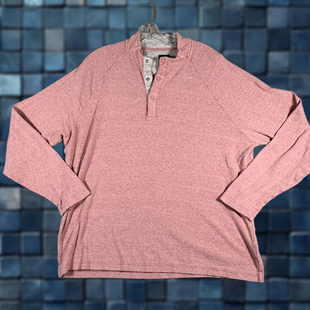 johnnie-O johnnie-O Shirt Mens XL Pink Henley Long Sleeve Stretch Knit Pullover Casual Size US XL / EU 56 / 4 - 1 Thumbnail