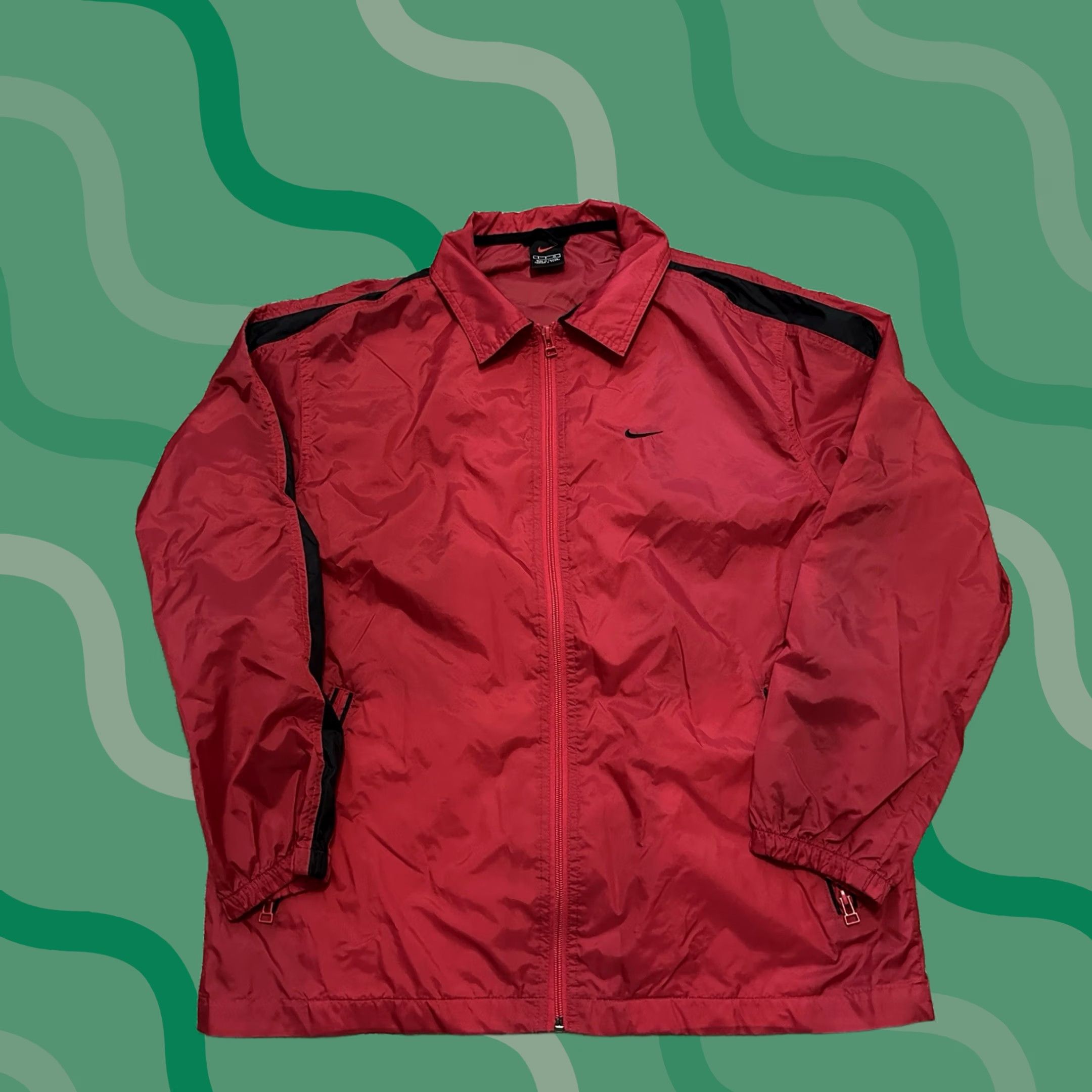 Nike VINTAGE Nike Windbreaker Jacket Mens Small Full Zip Nylon Striped Swoosh Logo 90s Red Size US S / EU 44-46 / 1 - 1 Thumbnail