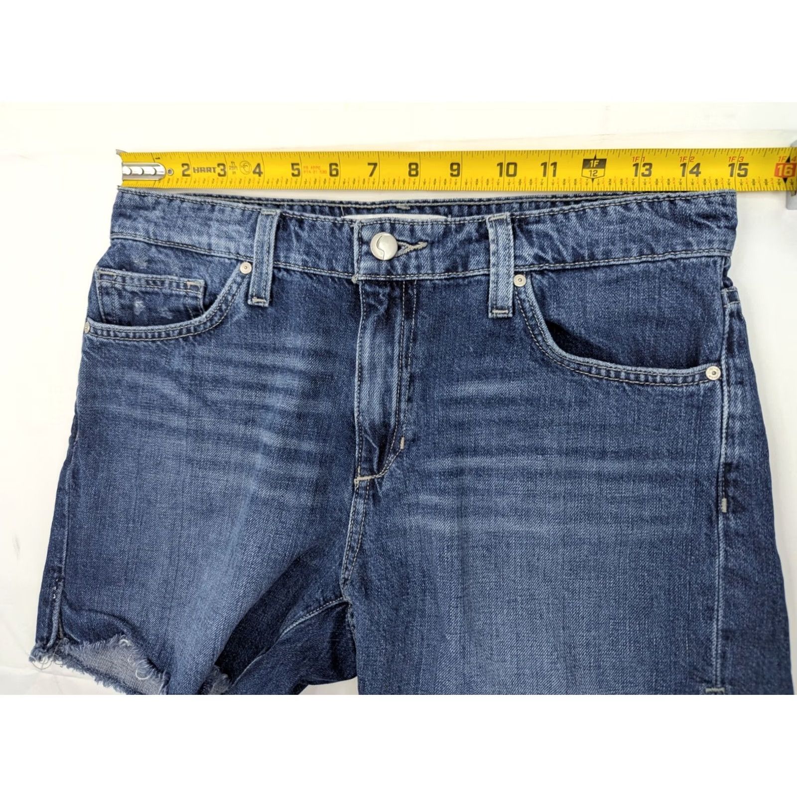 Vintage Joes Jeans Cut-Off Stretch Denim Shorts Women 30 Mid Rise Distressed Blue 5-Pocket Button Zipper Frayed Fringe Vintage No XS? Not applicable Size 30" / US 8 / IT 44 - 5 Thumbnail