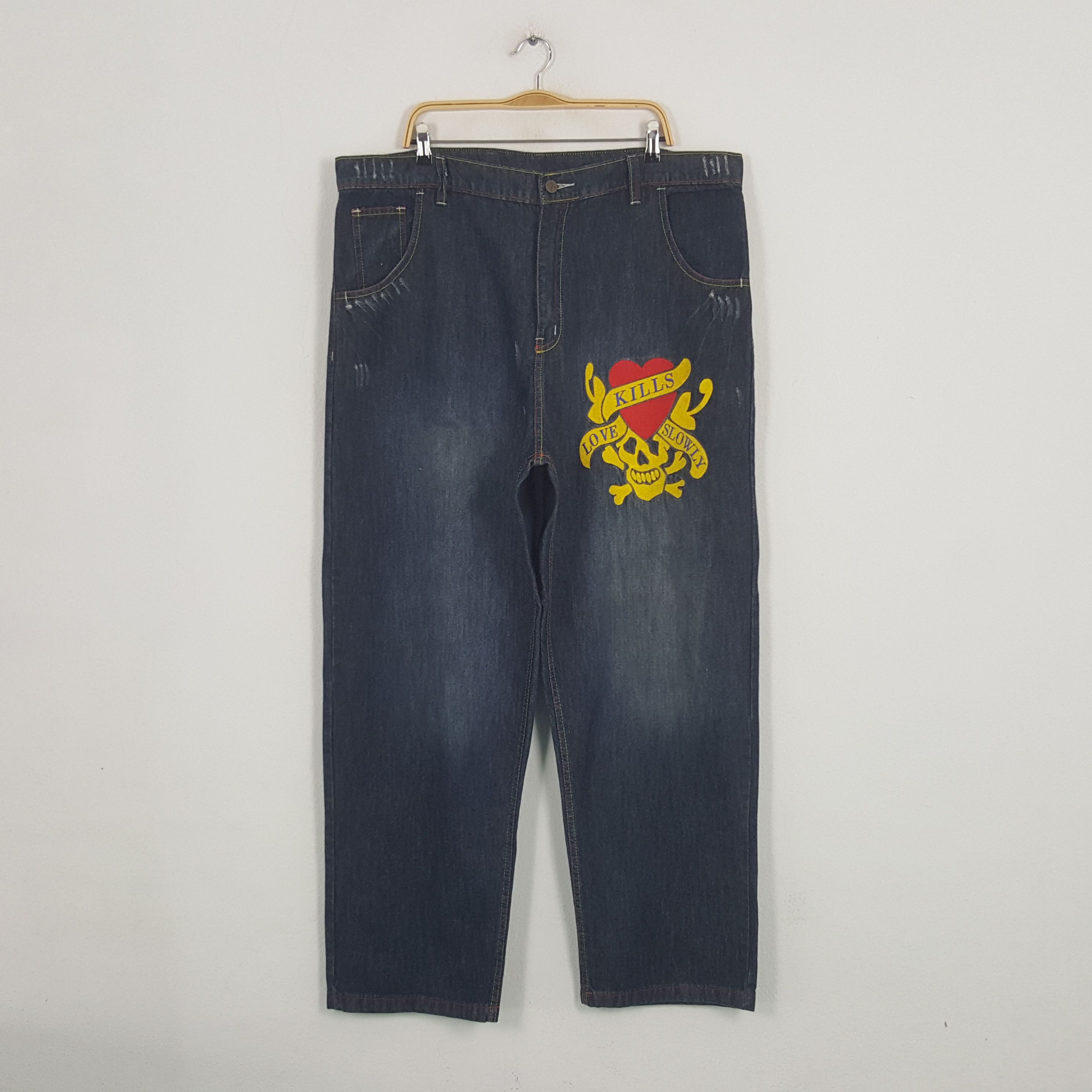 Christian Audigier × Ed Hardy × Vintage Vintage Ed Hardy by Christian Audiger Baggy Denim Jeans Size US 43 - 4 Thumbnail