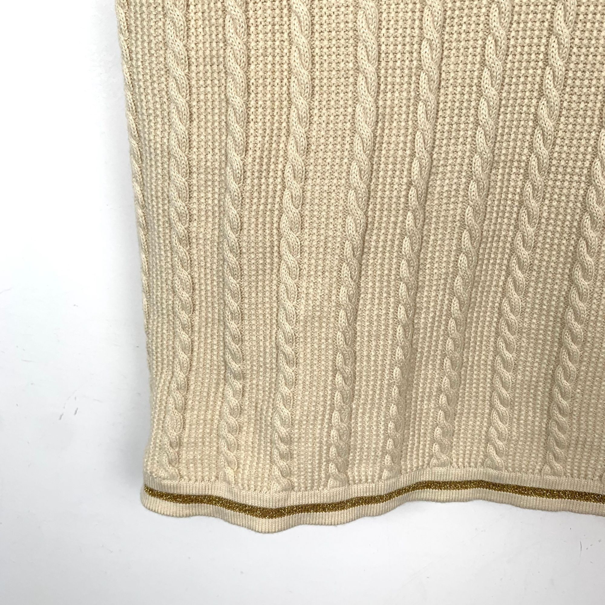 Gucci Gucci Beige V-Neck Cable Knit Wool Sleeveless Waistcoat Swea Size S / US 4 / IT 40 - 4 Thumbnail