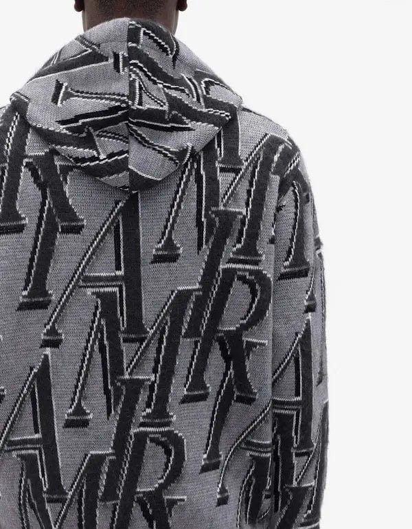 Amiri Amiri Grey Repeat Logo Merino Wool Hoodie Size US L / EU 52-54 / 3 - 5 Thumbnail