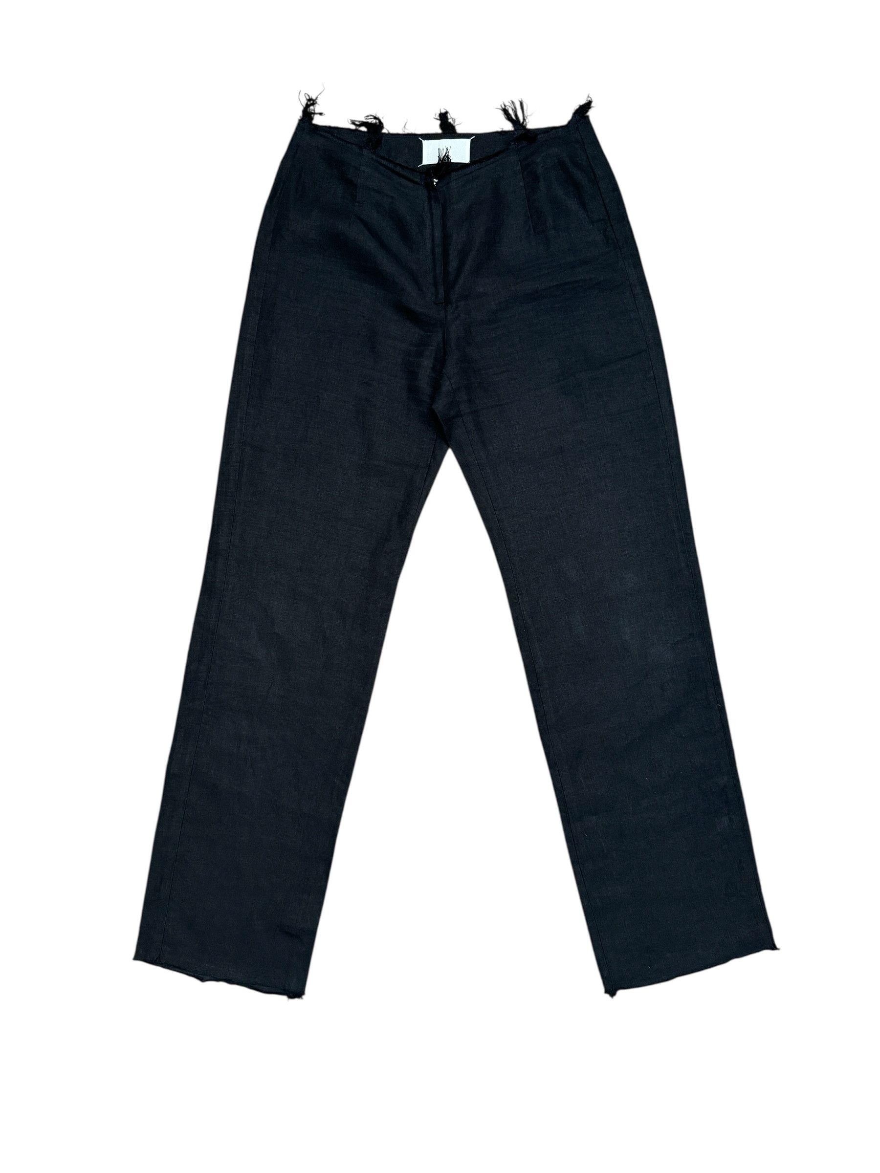 Maison Margiela Spring/Summer 2000 Black Linen Fringed Trousers Size 30" / US 8 / IT 44 - 1 Thumbnail