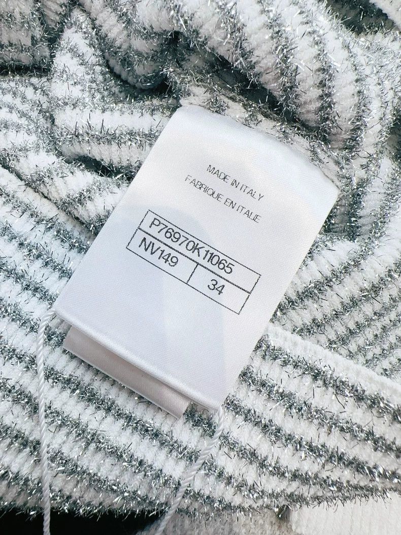 Chanel Chanel Beach Series White and Gray Silk Striped Knitted Ca Size XXS / US 00 / IT 34 - 7 Thumbnail
