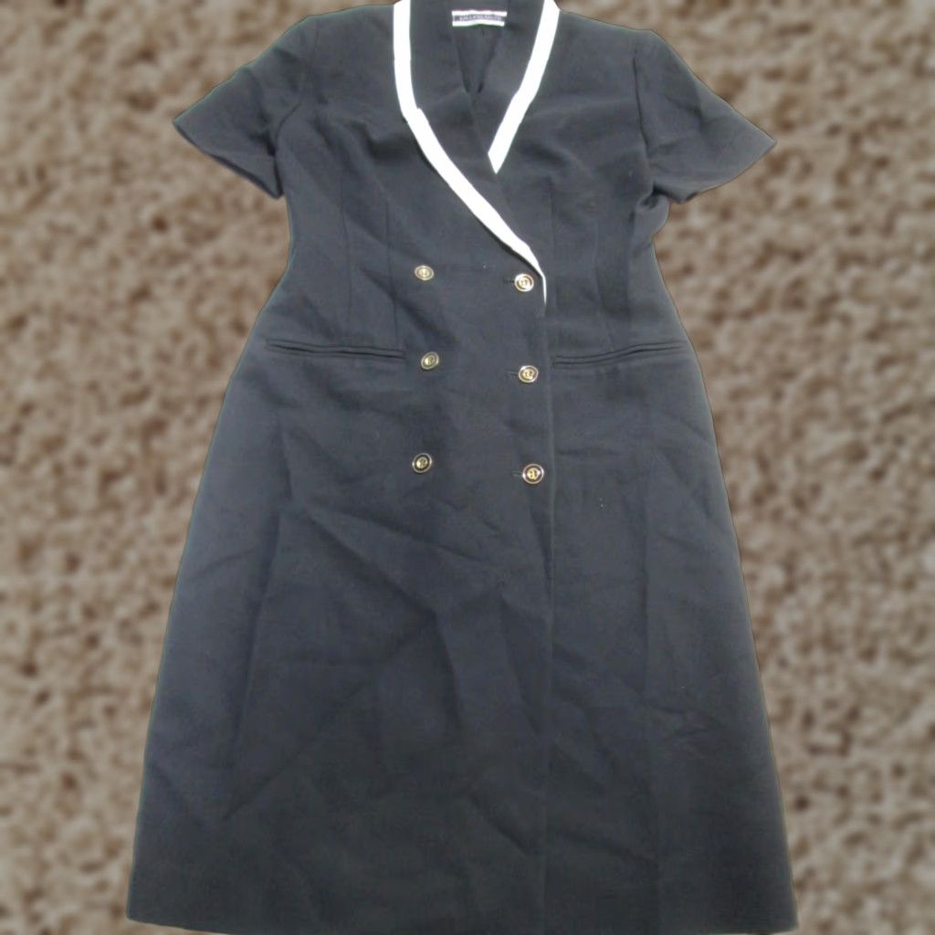 Vintage Amanda Smith Womens Dress Black Short Sleeve Collared Button Sheath 8 Size 30" / US 8 / IT 44 - 1 Thumbnail