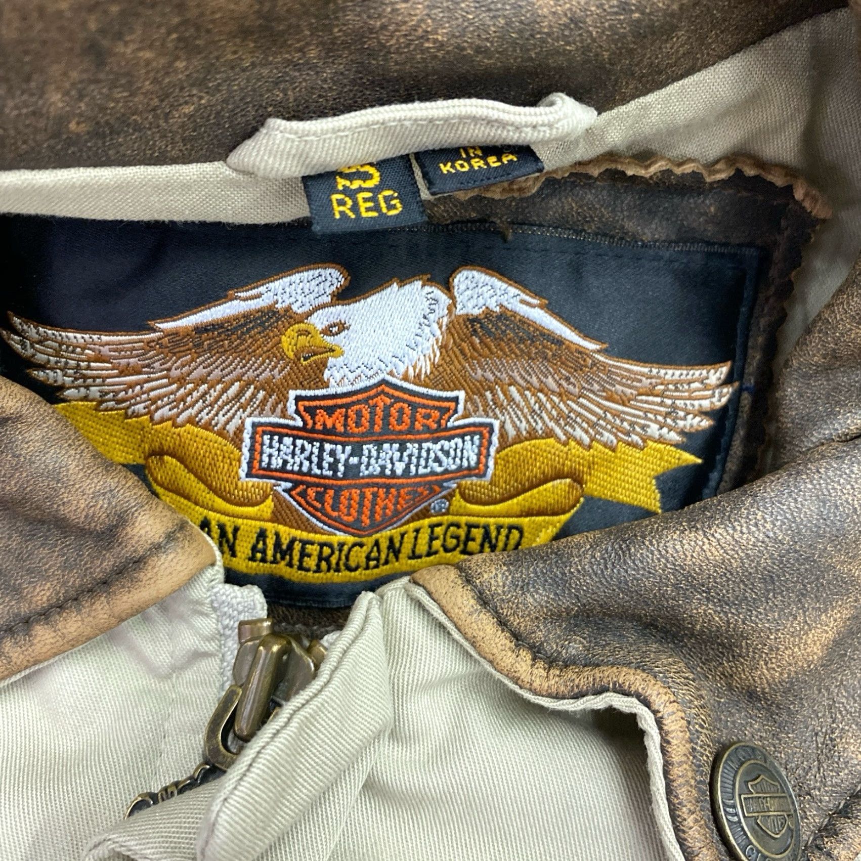Harley Davidson VINTAGE Harley-Davidson Brown Cotton Leather Jacket Men Small Biker Motorcycle Full Zip All Seasons 90s Size US S / EU 44-46 / 1 - 3 Thumbnail