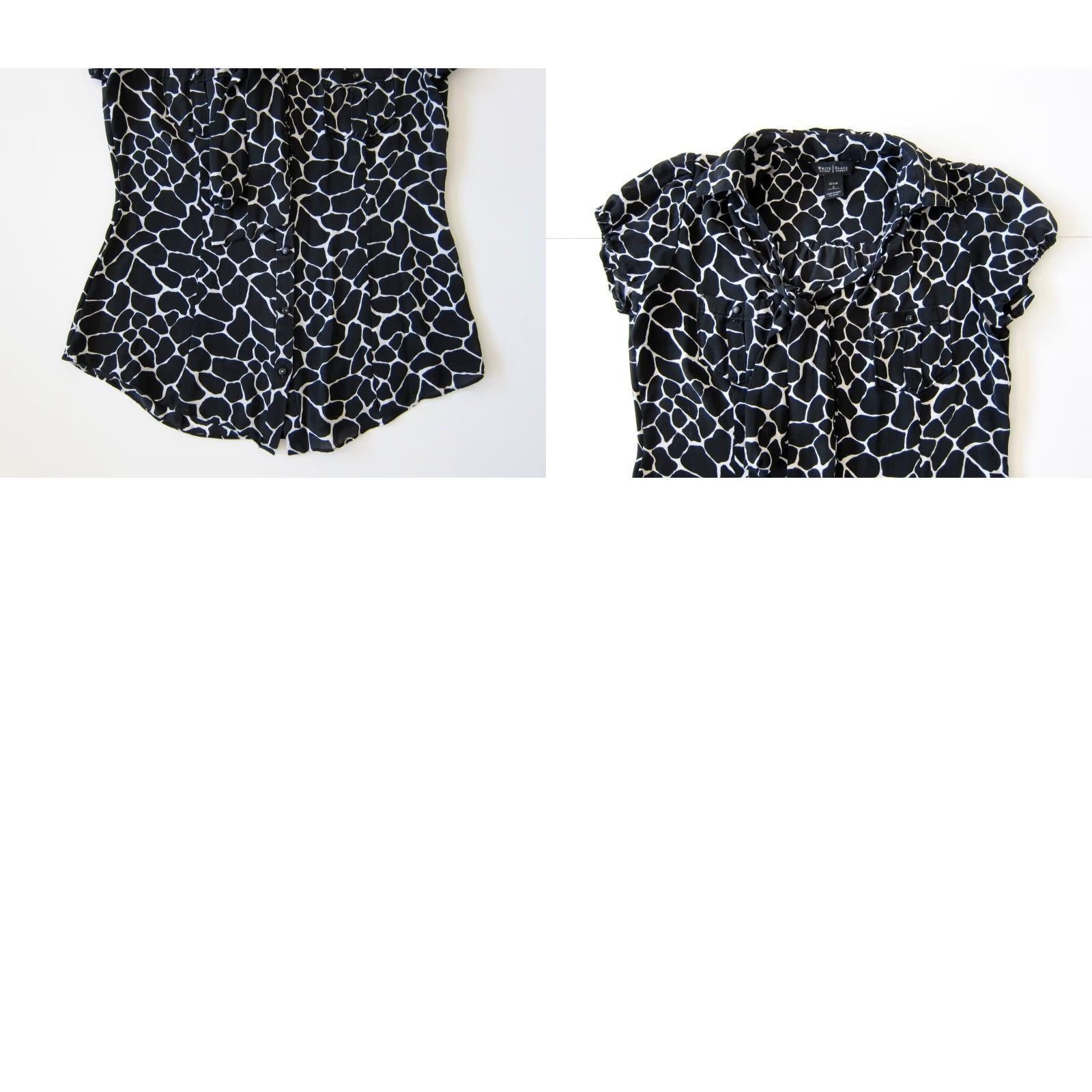 White House Black Market White House Black Market Blouse 2 Women Zebra Print Silk Button Down Short Sleeve 100% Silk Size XS / US 0-2 / IT 36-38 - 8 Thumbnail