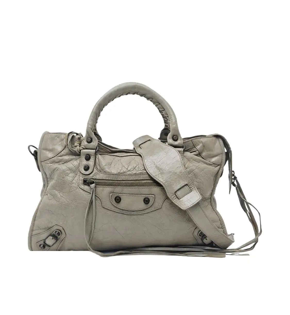 Balenciaga Classic City Medium Grey Sheepskin Motorcycle Handbag Shoulder Bag Ru in Gray, Women's