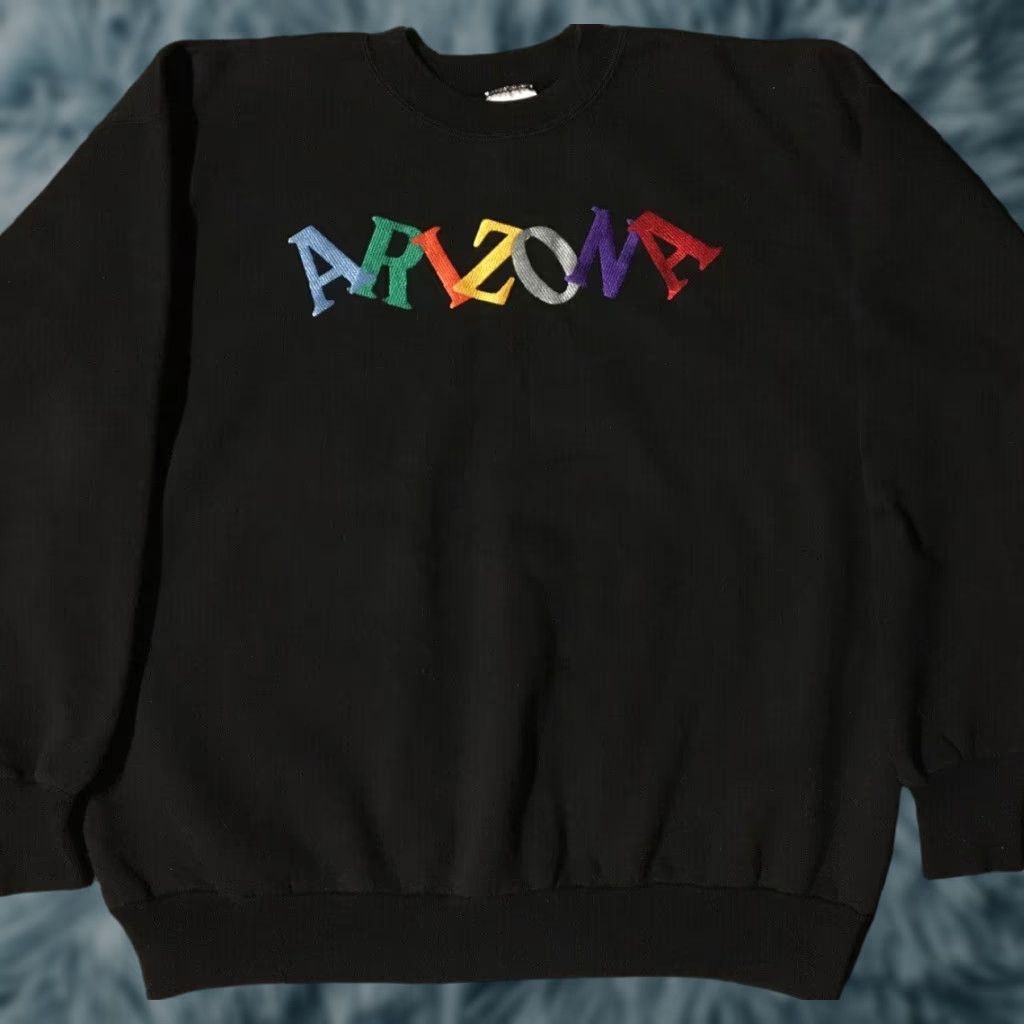 Hanes VINTAGE Arizona Spellout Sweatshirt XL Black Hanes Sweatshirt Men XL Arizona Spellout 90s Vaporwave Grunge Desert Sedona USA Size US XL / EU 56 / 4 - 1 Thumbnail