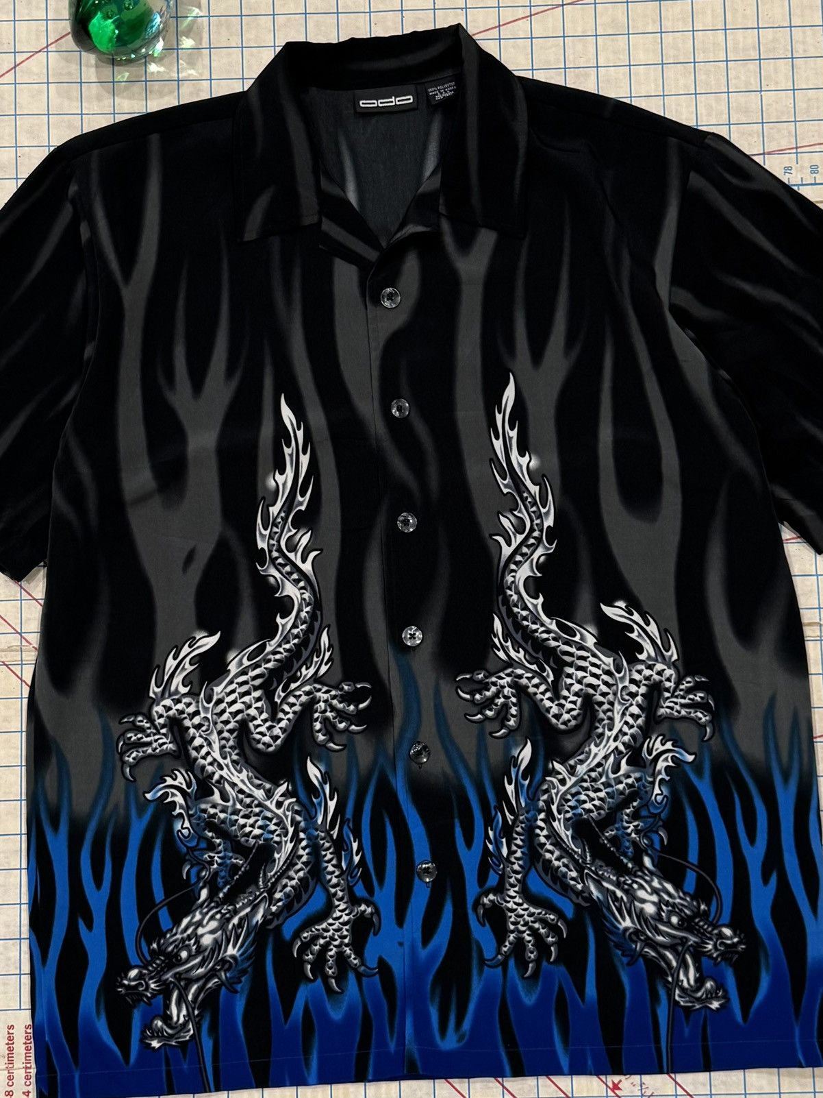 Vintage Vintage Odo Blue Flame Dragon Short Sleeve Button Up Medium Size US M / EU 48-50 / 2 - 3 Thumbnail