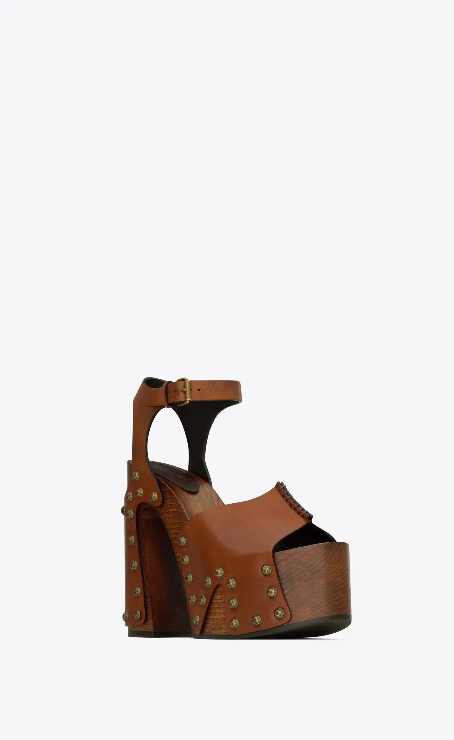 Saint Laurent Paris o1s1wg111024 Joan Platform Sandals Smooth Leather in Brown Size US 8 / IT 38 - 3 Thumbnail