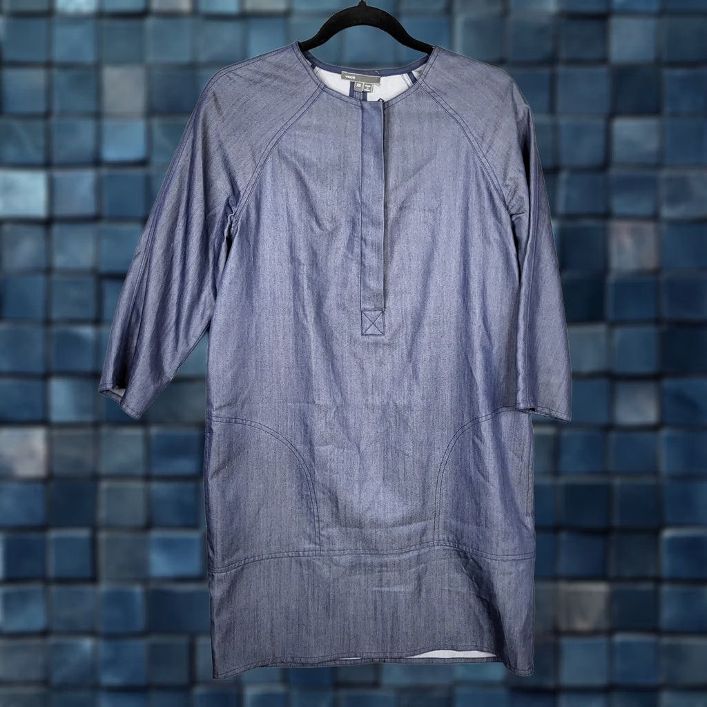 Vince Vince Women's blue tunic 1/4 Zip dress XS Solid 3/4 Sleeve Crew Neck Casual Shirt Dress Christmas? Size XS / US 0-2 / IT 36-38 - 1 Thumbnail