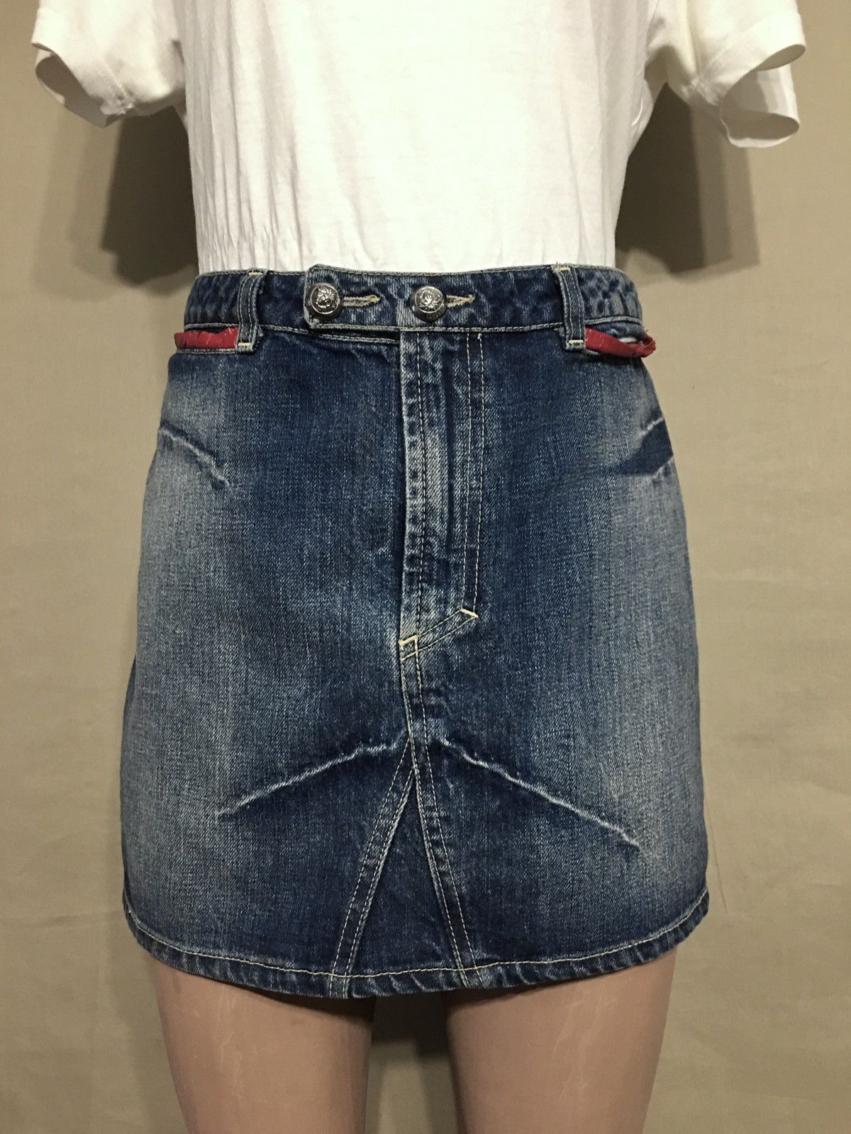 Versace × Versace Jeans Couture VERSACE Jeans Couture Denim Blue Designer Mini Skirt Size 32" / US 10 / IT 46 - 1 Thumbnail