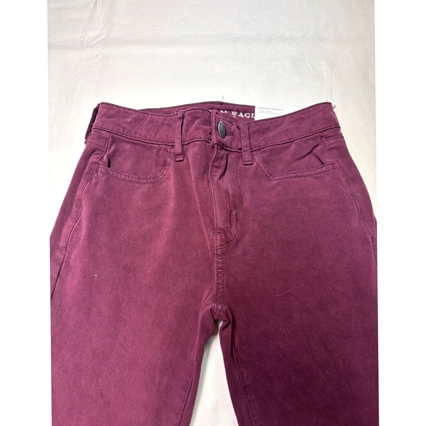 American Eagle Outfitters NWT American Eagle Outfitters Hi-Rise Jegging Burgundy Maroon 00 W24 L29 Jeans Slim 5-Pocket Stretch Womens Size 24" / US 00 / IT 34 - 2 Thumbnail