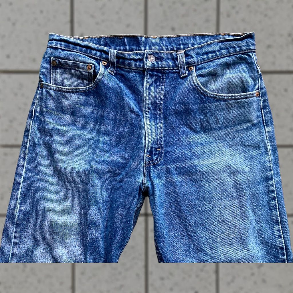 Levi's VINTAGE Levi's 505 Jeans USA Made Mens 32x25 Blue Denim Red Tab Straight Jeans Mens Regular 80s Size US 35 - 1 Thumbnail