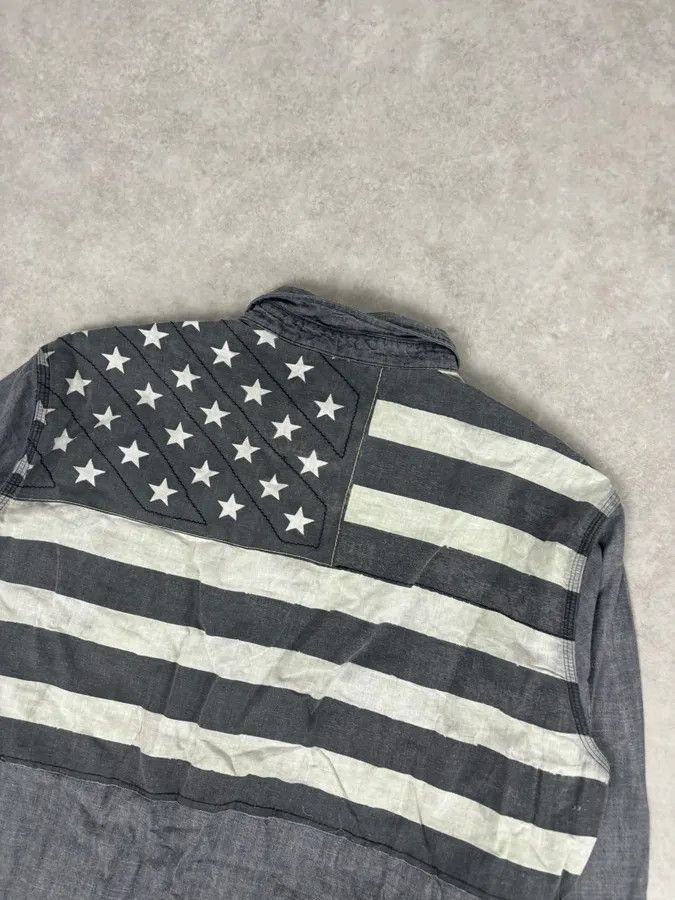 Polo Ralph Lauren 2000s Ralph Lauren Grey Denim Shirt American Flag Patch Size US L / EU 52-54 / 3 - 6 Thumbnail