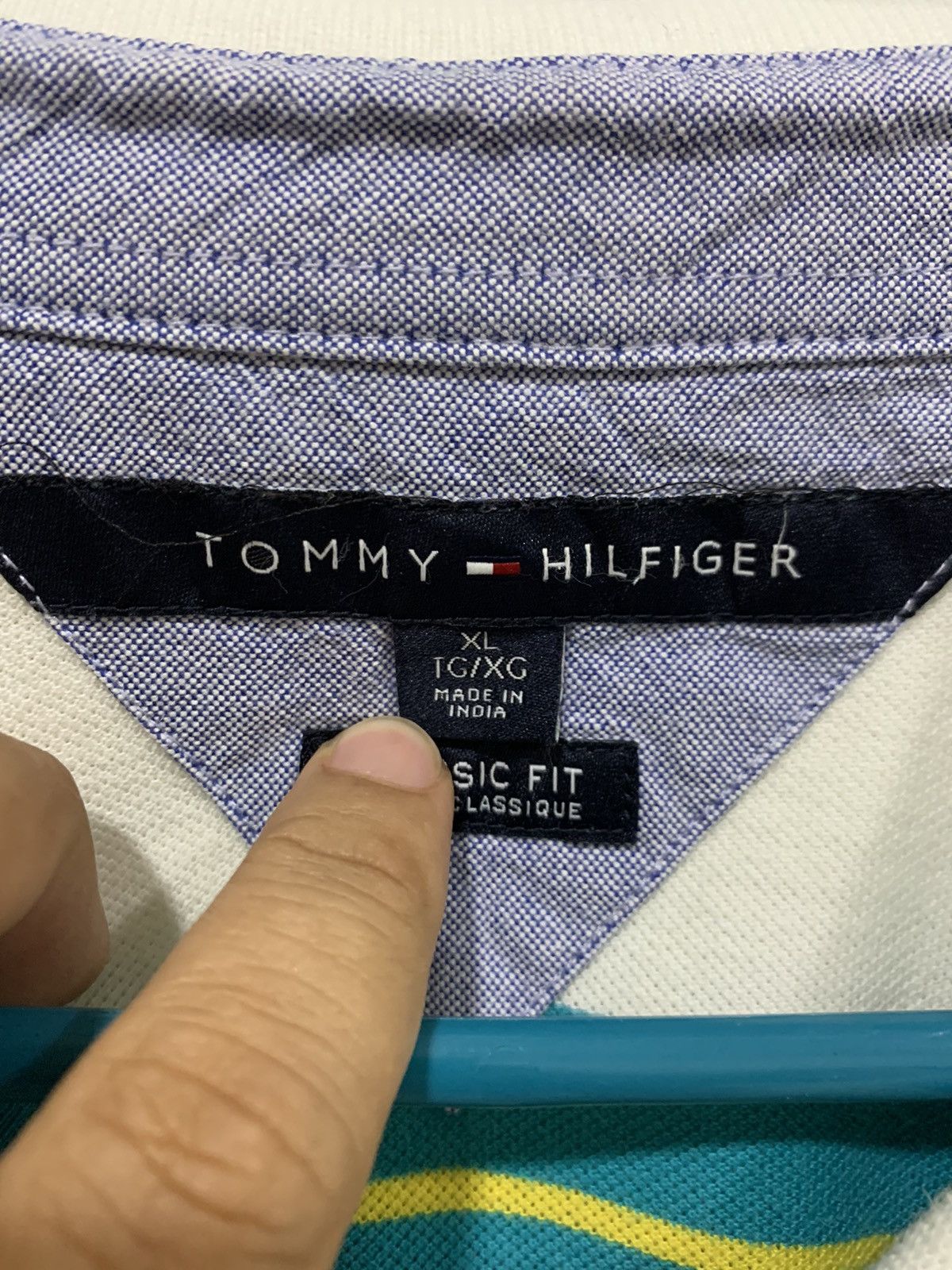 Tommy Hilfiger Y2K/2000s Blue Striped Tommy Hilfiger Polo Shirt! Size US XL / EU 56 / 4 - 9 Thumbnail