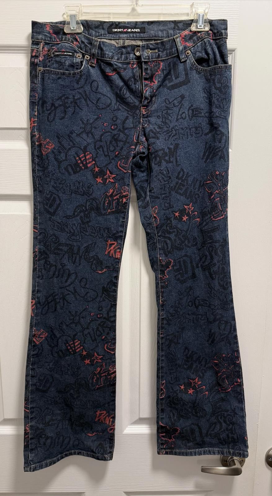 DKNY DKNY Graffiti Print Bootcut Jeans Size 9 Y2K Style Size 30" / US 8 / IT 44 - 1 Thumbnail