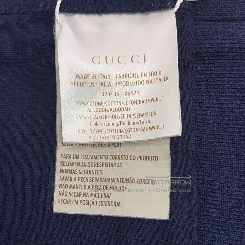 Gucci Gucci Dark blue logo embroidered cotton lapel zipper long- Size US M / EU 48-50 / 2 - 6 Thumbnail