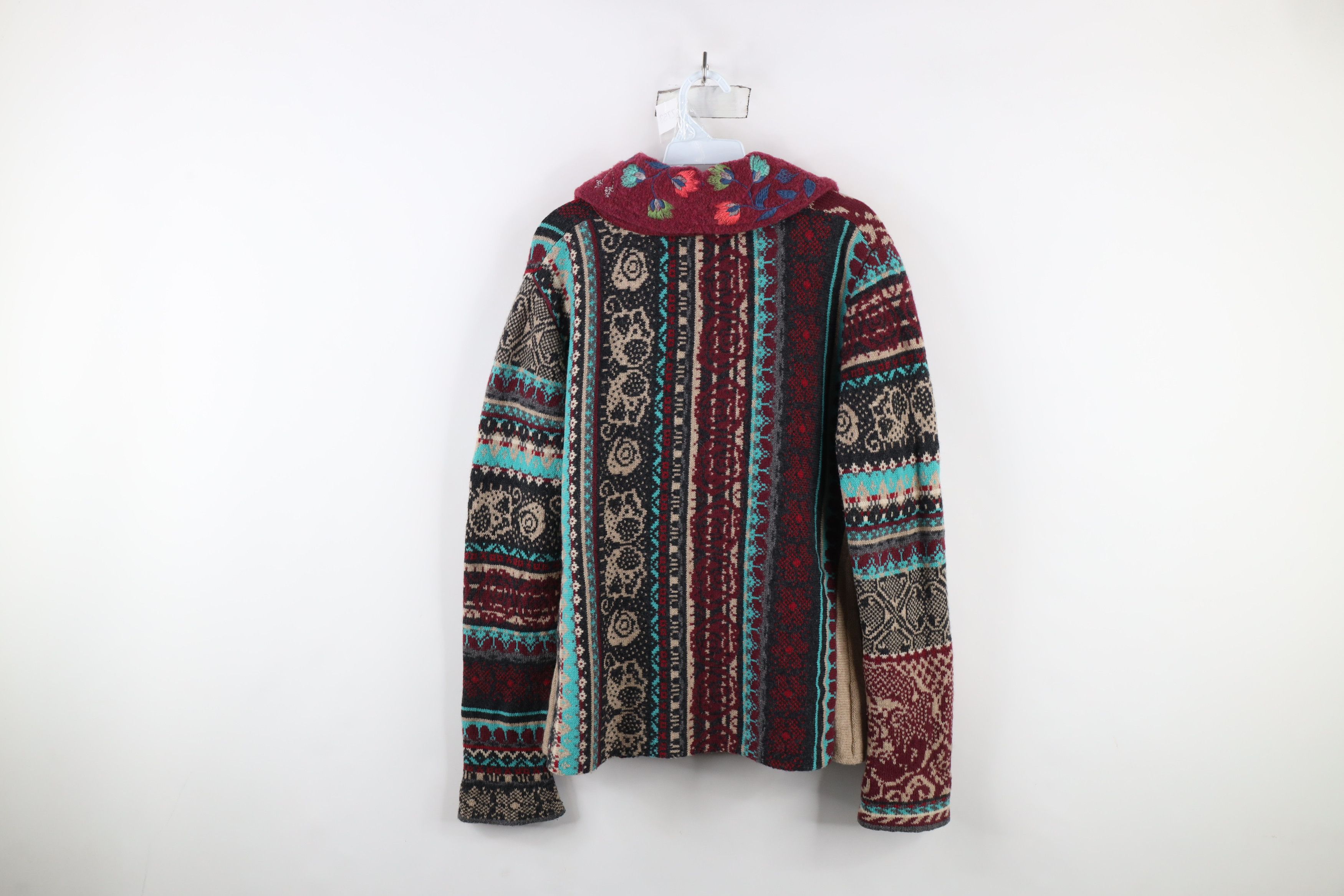 Vintage IVKO Handwritten Emotions Fairy Flower Zip Cardigan Sweater Size M / US 6-8 / IT 42-44 - 13 Thumbnail