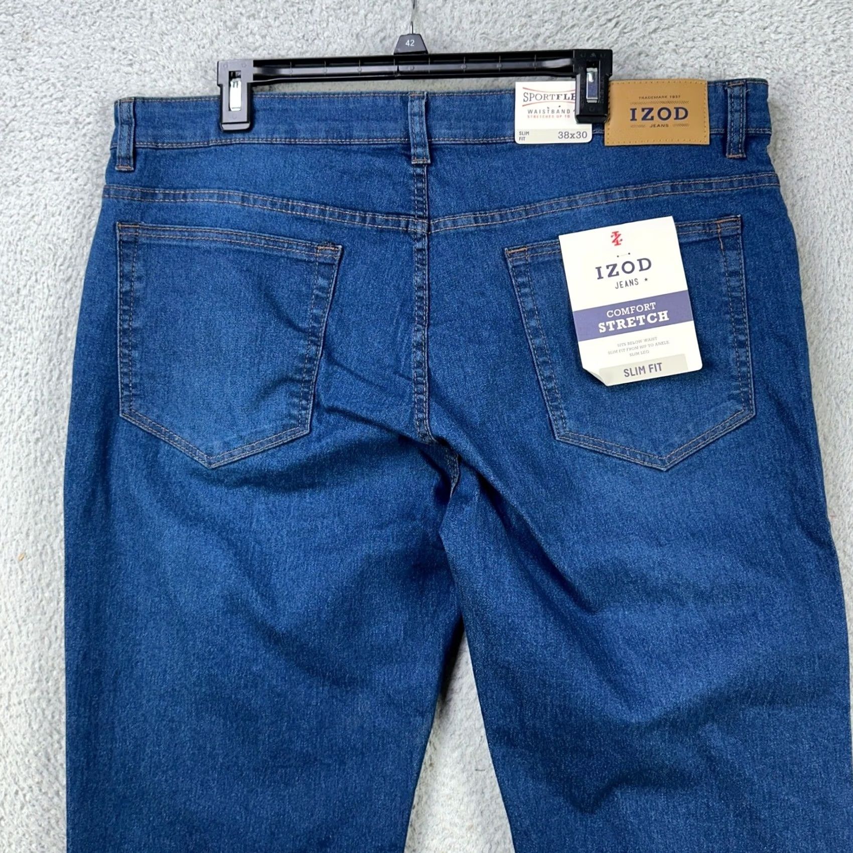 Izod VINTAGE Izod Sport Flex Men Slim Jeans 38X30 Blue 5 Pockets Comfort Stretch Denim NEW Size US 38 / EU 54 - 2 Thumbnail